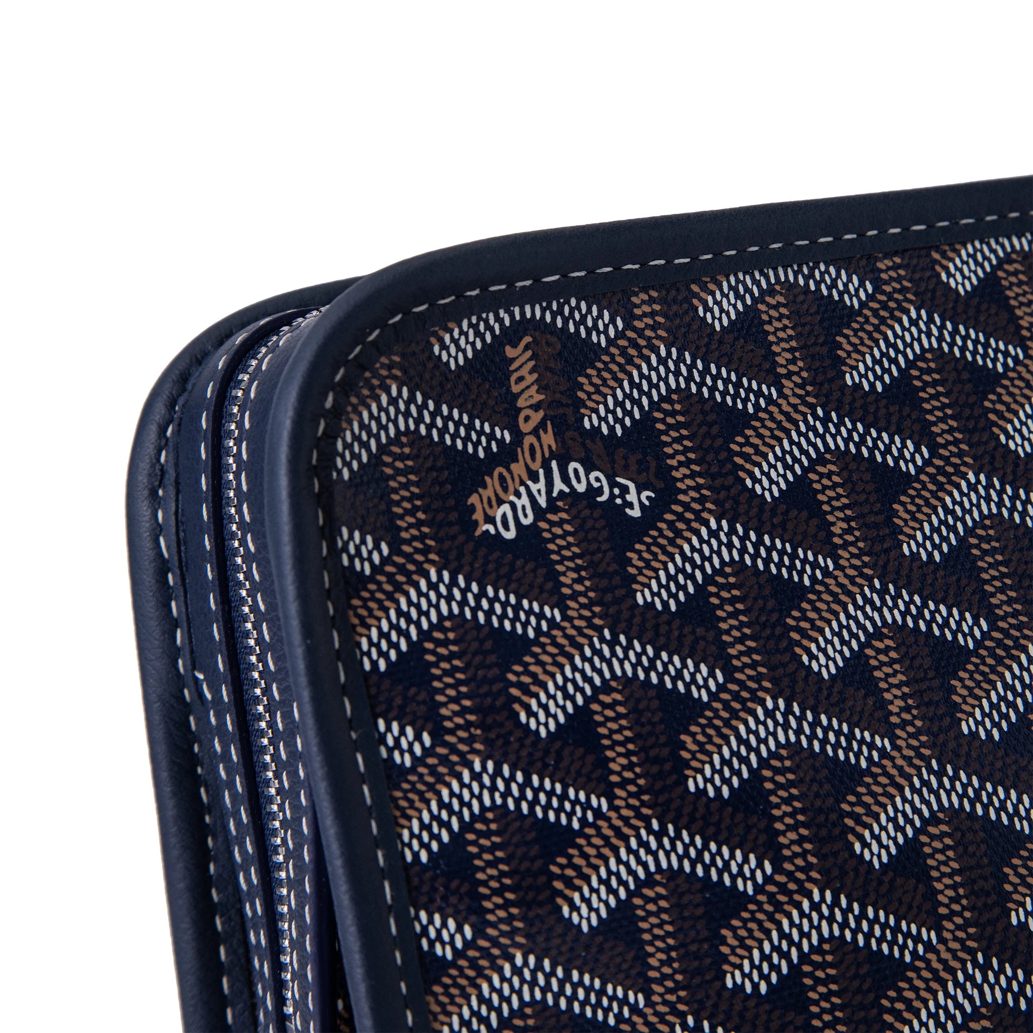 Corner View of Goyard Jouvence MM Washbag Navy Blue
