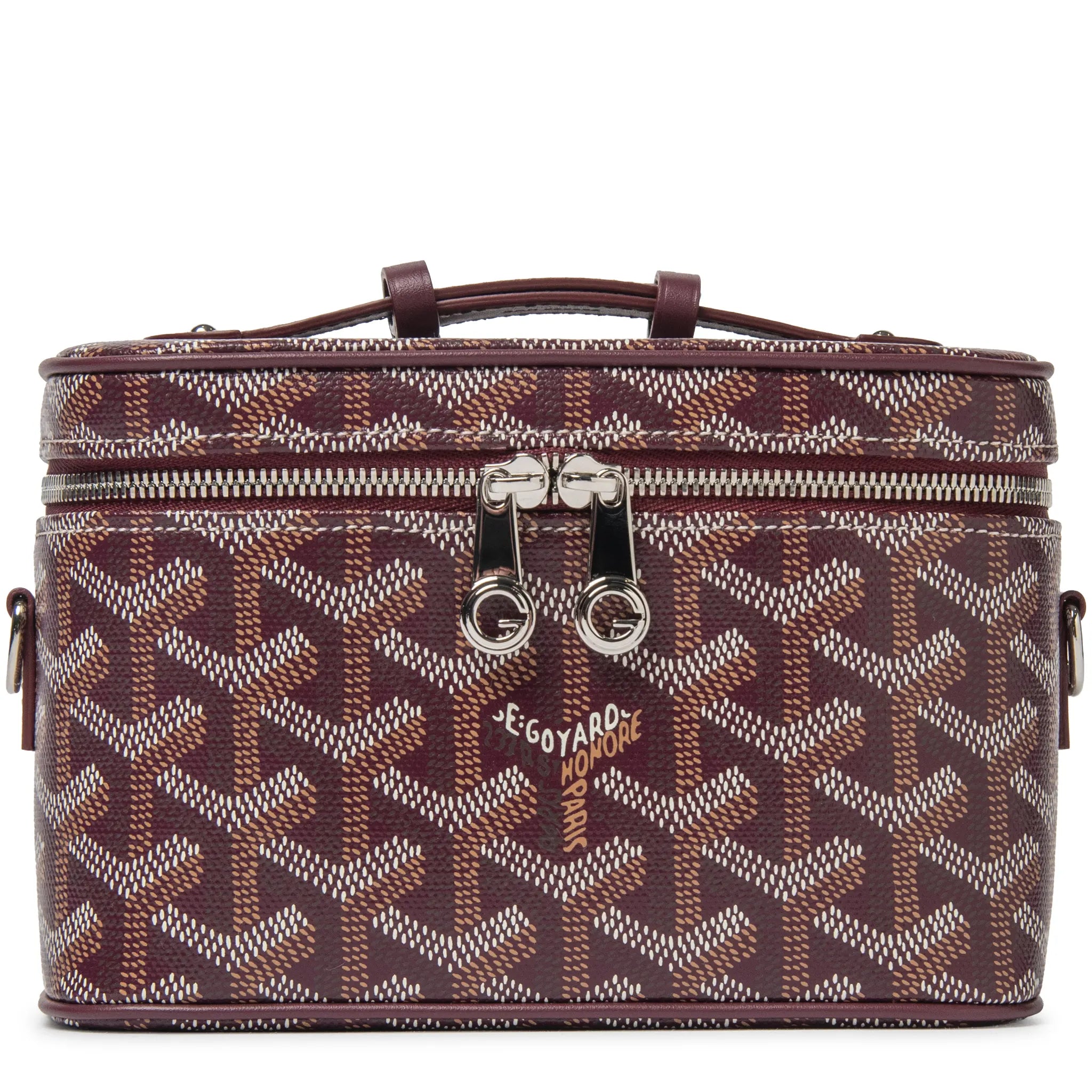Front View of Goyard Muse Mini Burgundy Vanity Bag MUSEVAMINTY33CL33P