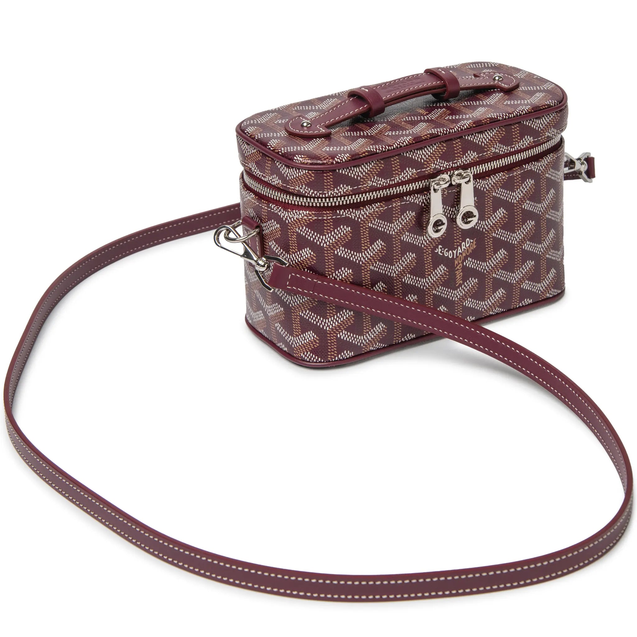 Full View of Goyard Muse Mini Burgundy Vanity Bag MUSEVAMINTY33CL33P