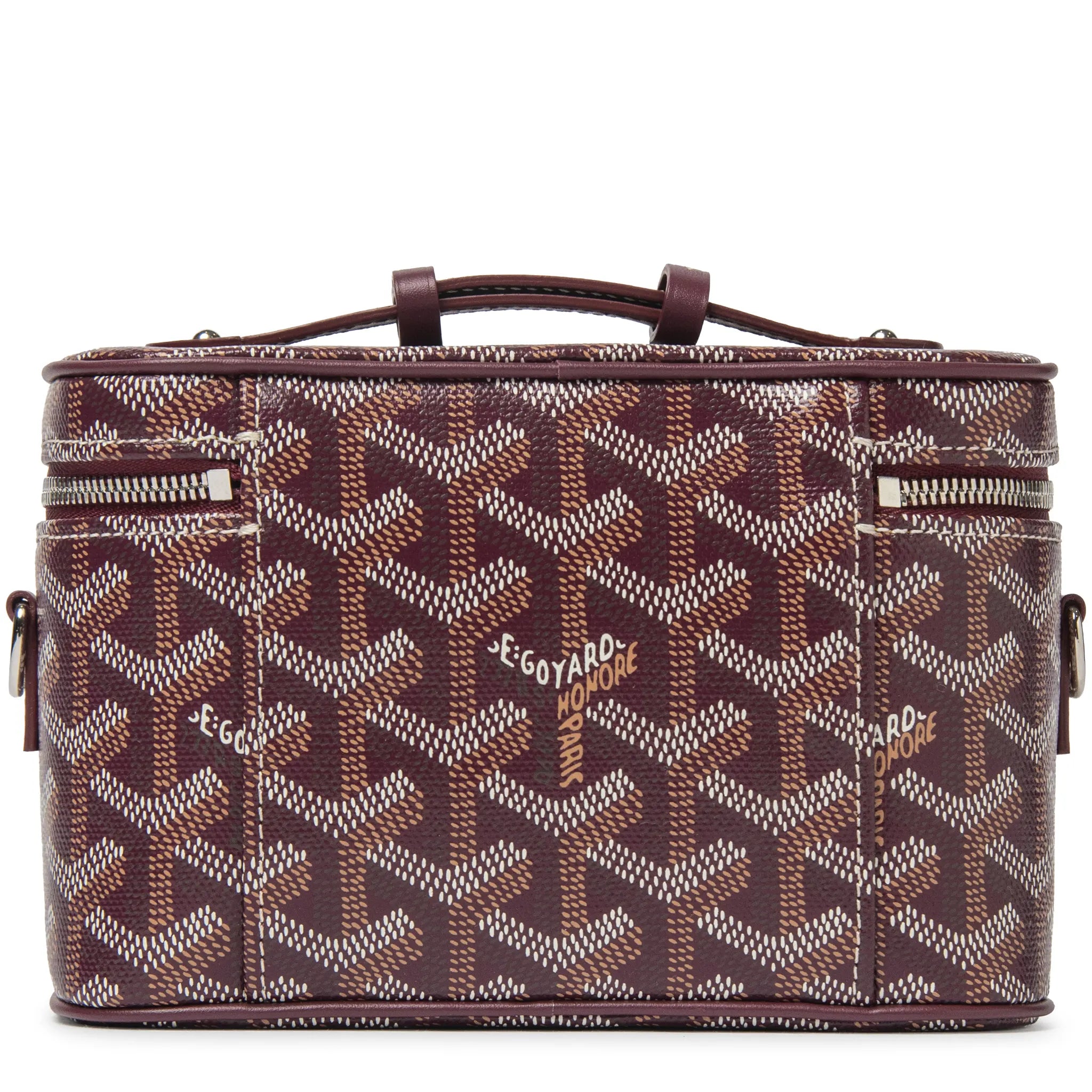 Back View of Goyard Muse Mini Burgundy Vanity Bag MUSEVAMINTY33CL33P