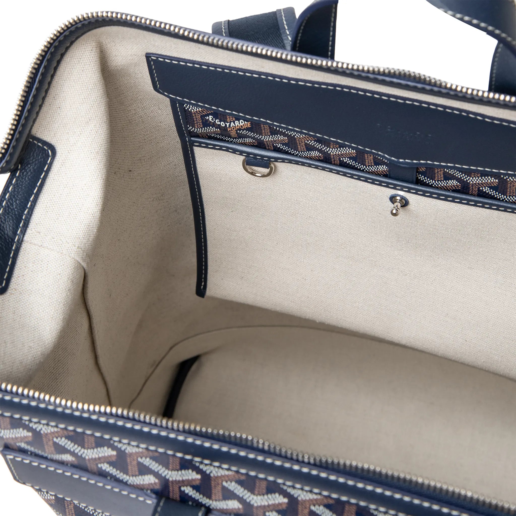 Inside View of Goyard Navy Blue Cisalpin Backpack CISALPMMLTY12CL12P