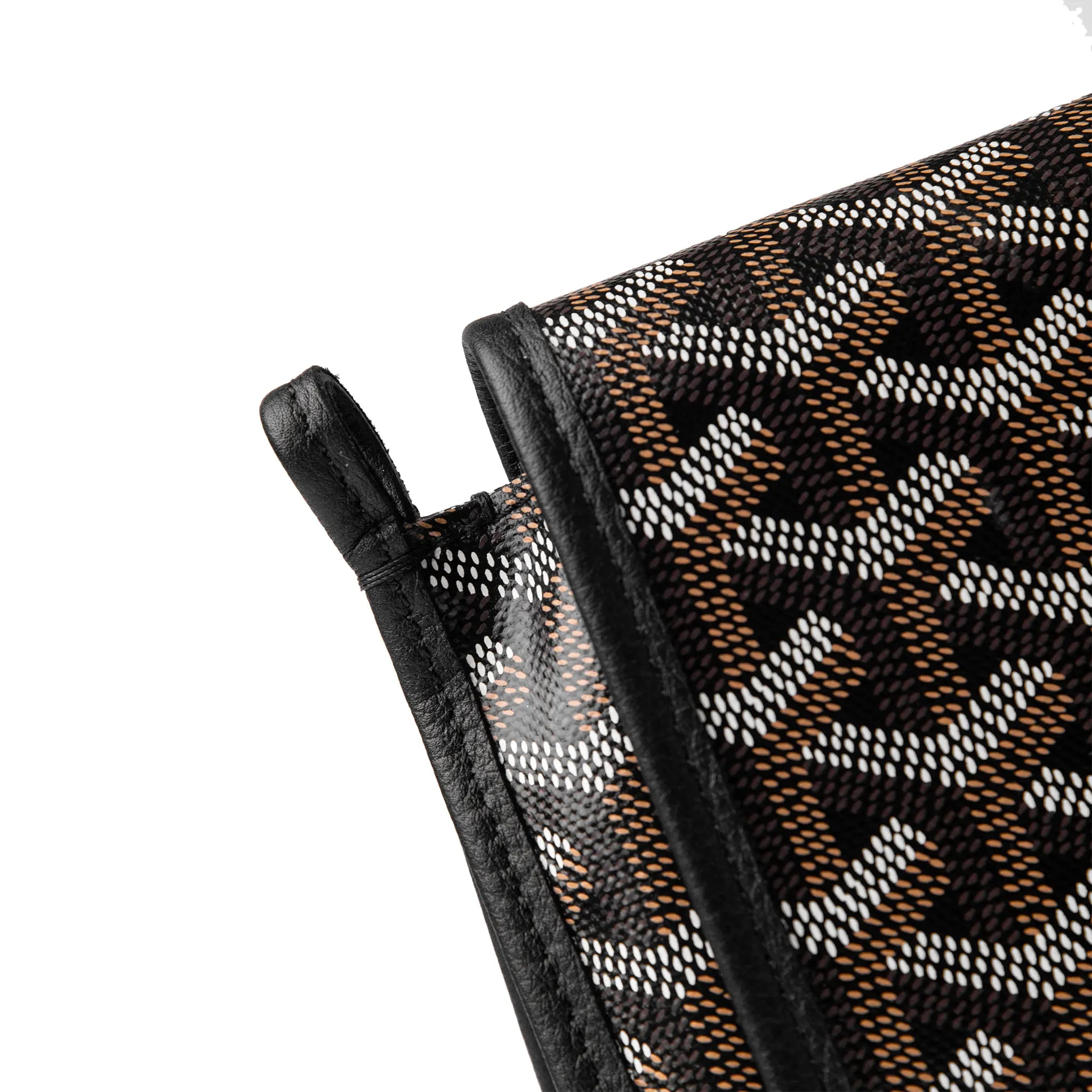 Close up view of Goyard Plumet Pocket Black Wallet