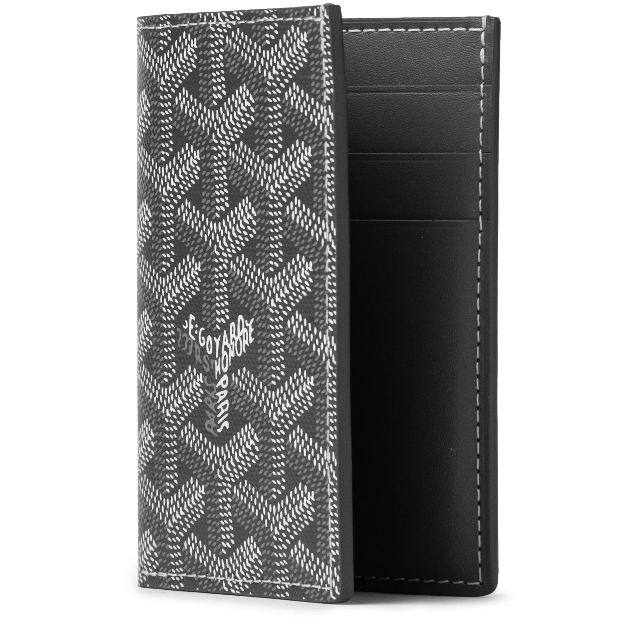 Open view of Goyard Saint-Pierre Card Wallet Grey
