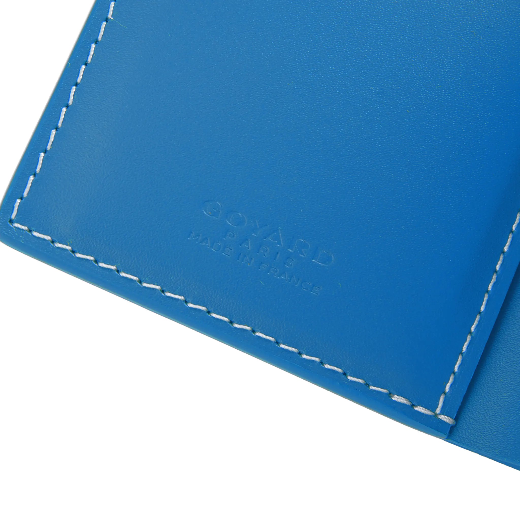 Corner view of Goyard Saint-Pierre Card Wallet Sky Blue