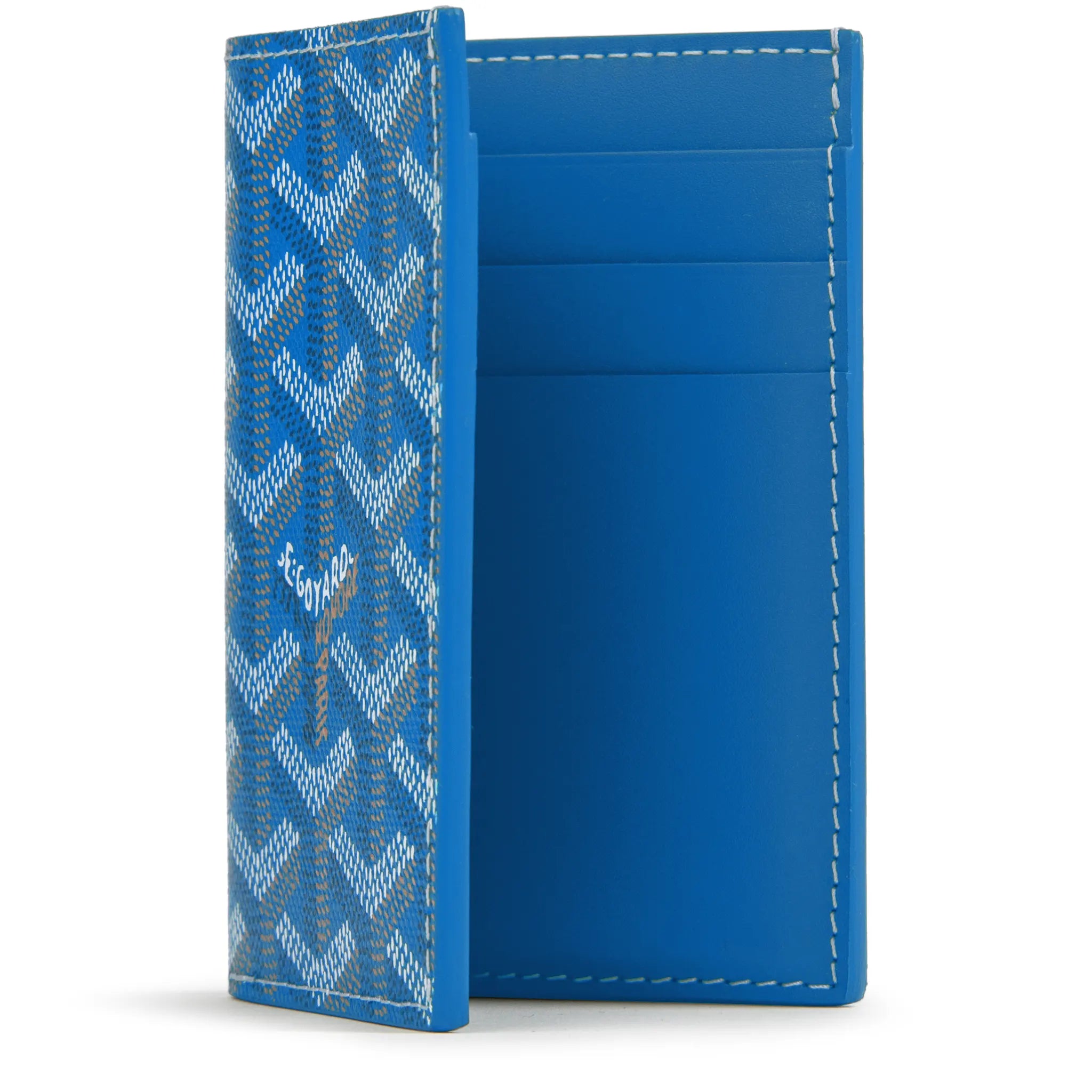 Open view of Goyard Saint-Pierre Card Wallet Sky Blue