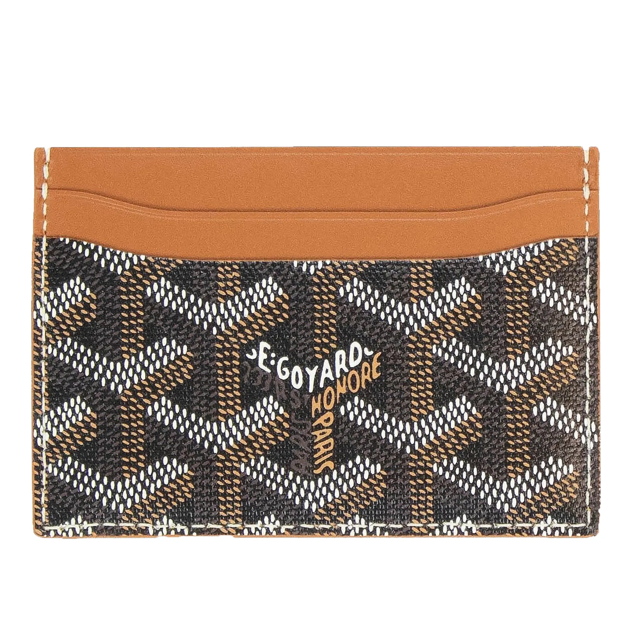 Front View of Goyard Saint Sulpice Black/Tan Card Holder STSULPPMLTY01CL03X
