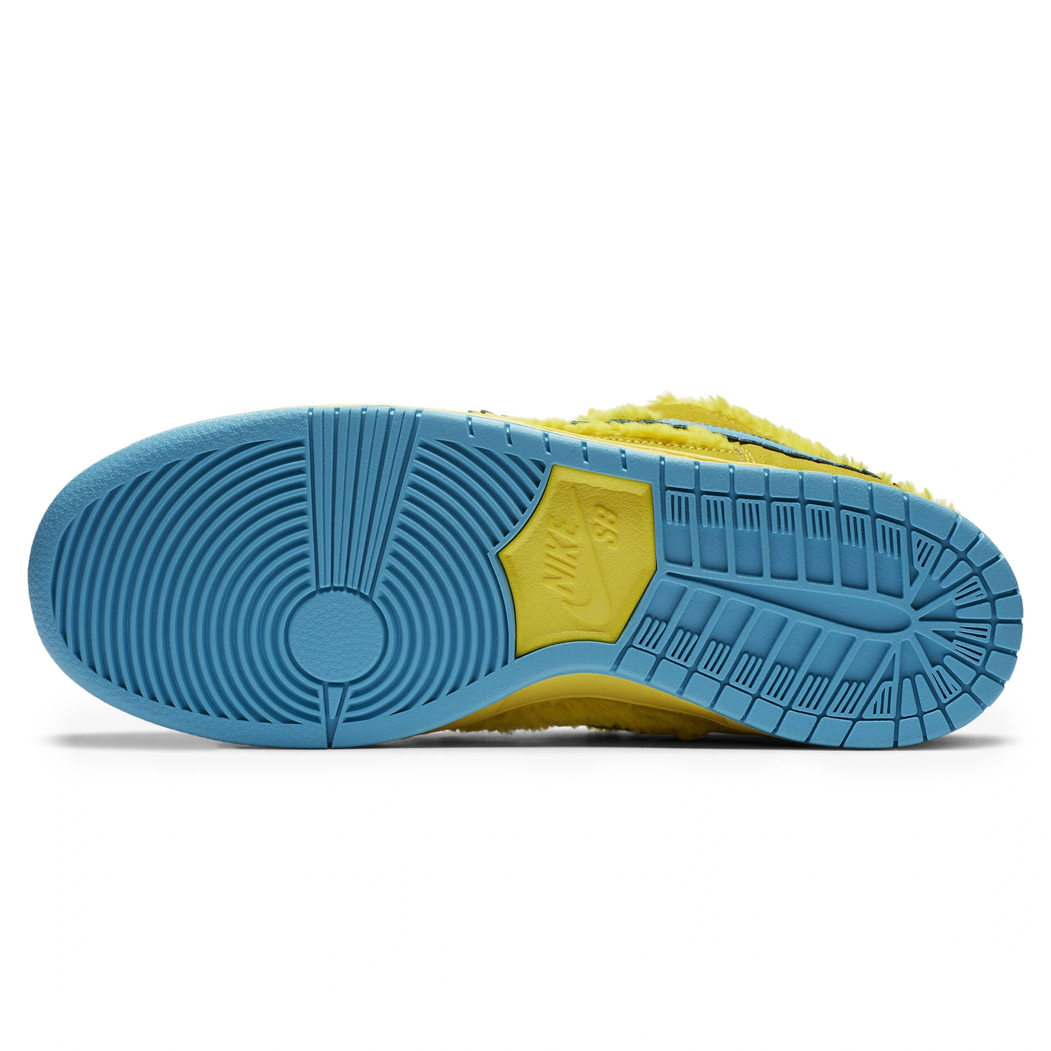 Sole view of Grateful Dead X Nike SB Dunk Low Yellow Bear CJ5378-700