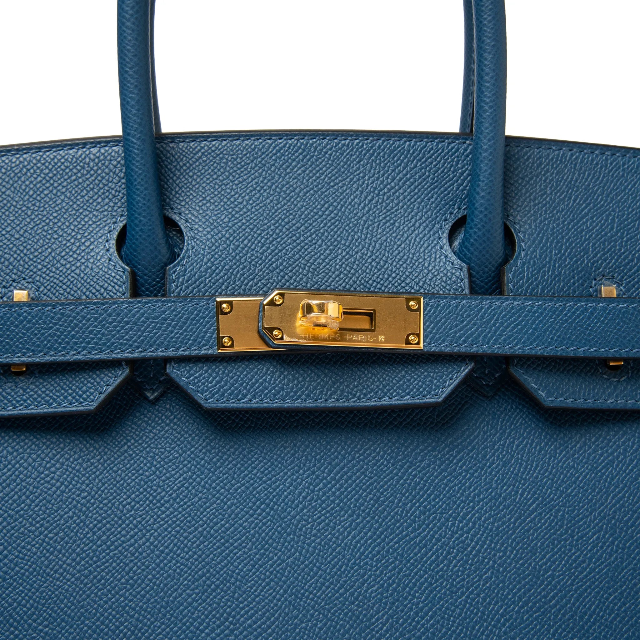 Detailed View of Hermès Birkin 30 Deep Blue Epsom Leather Gold Hardware LU1380225624872