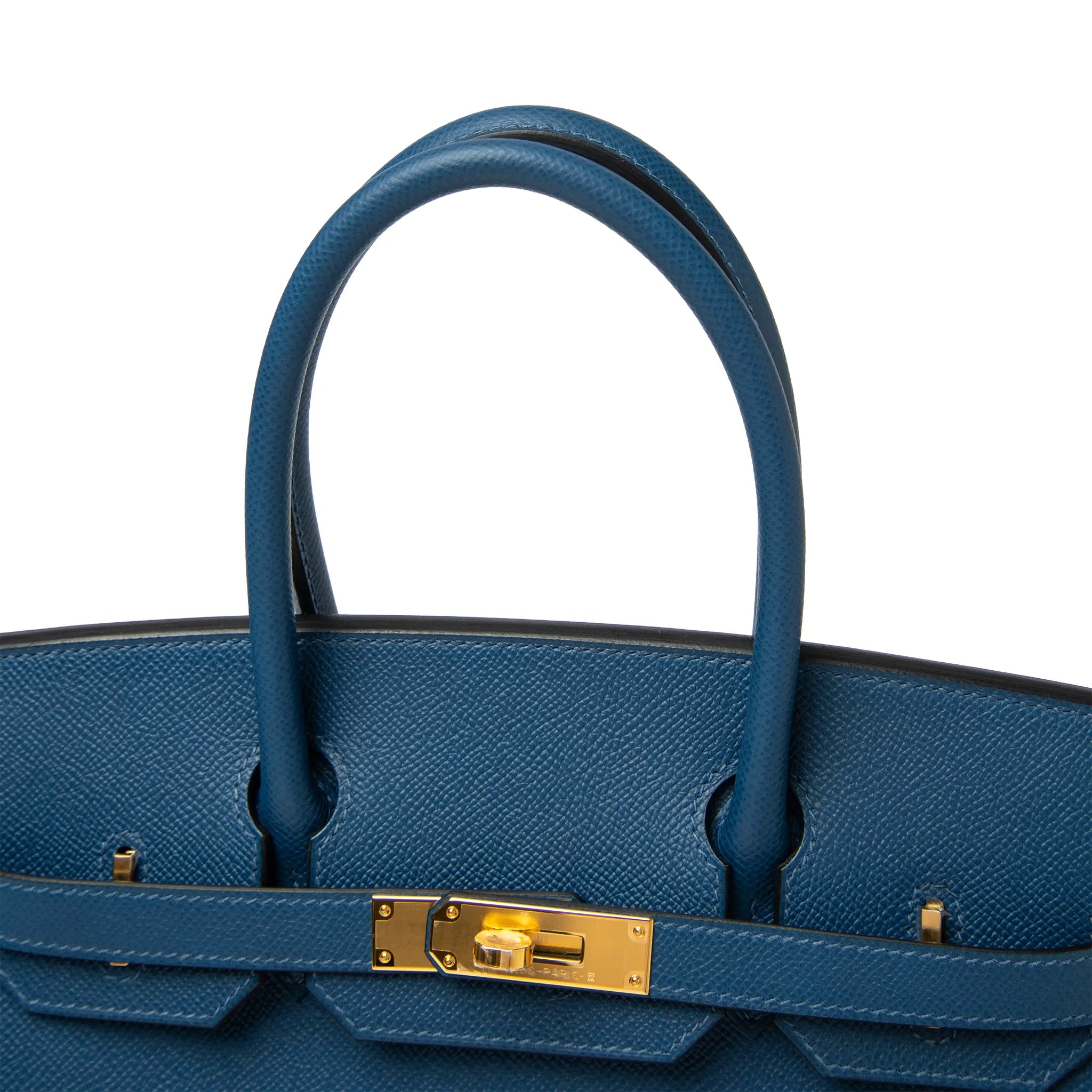 Front View of Hermès Birkin 30 Deep Blue Epsom Leather Gold Hardware LU1380225624872