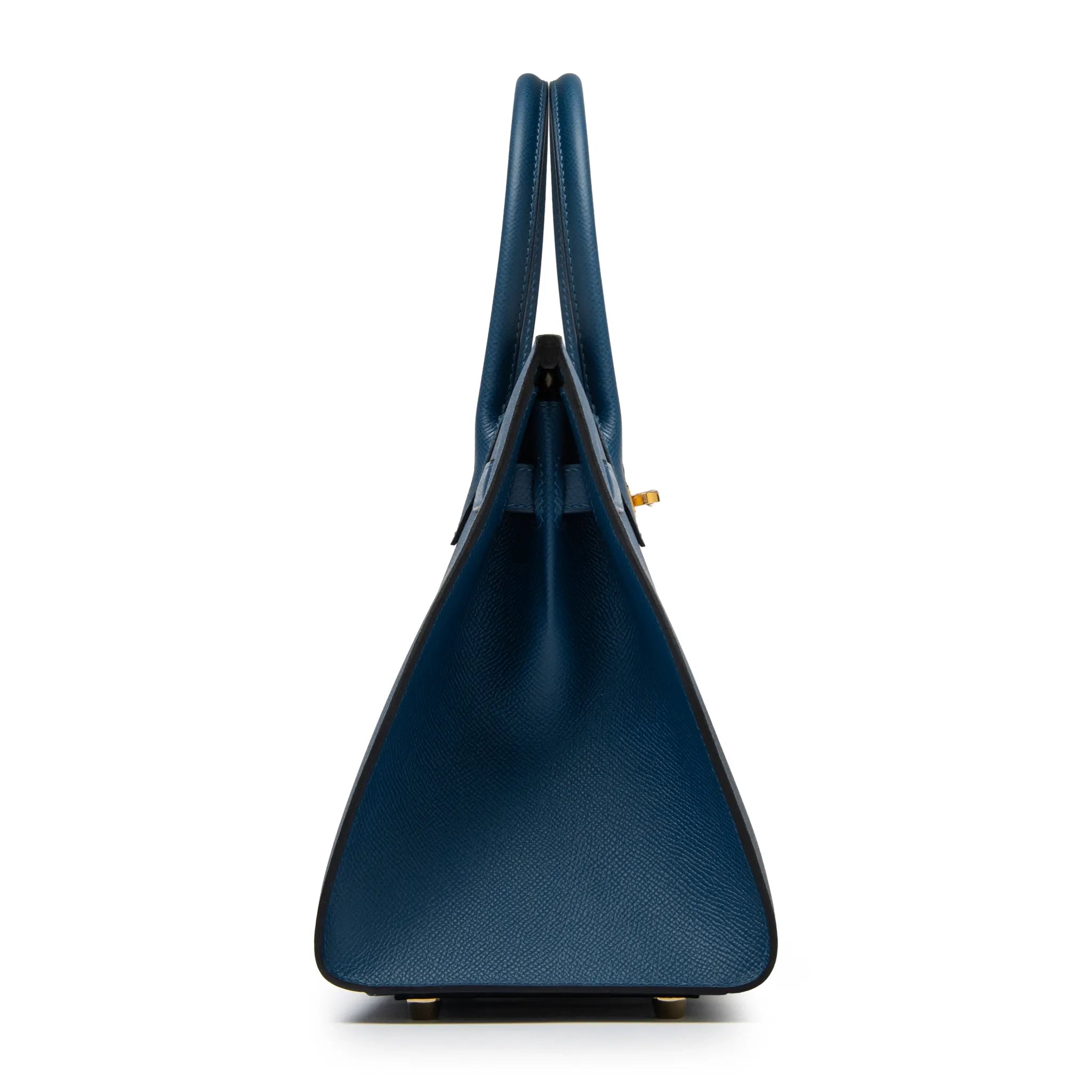 Side View of Hermès Birkin 30 Deep Blue Epsom Leather Gold Hardware LU1380225624872