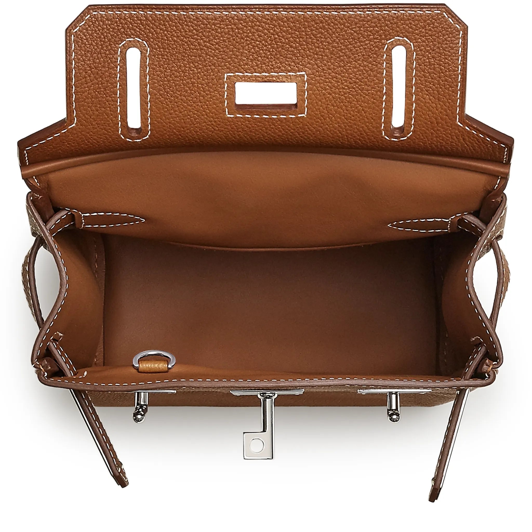 Inside View of Hermès Hac a Dos PM Barenia Faubourg Fauve Palladium Hardware Backpack