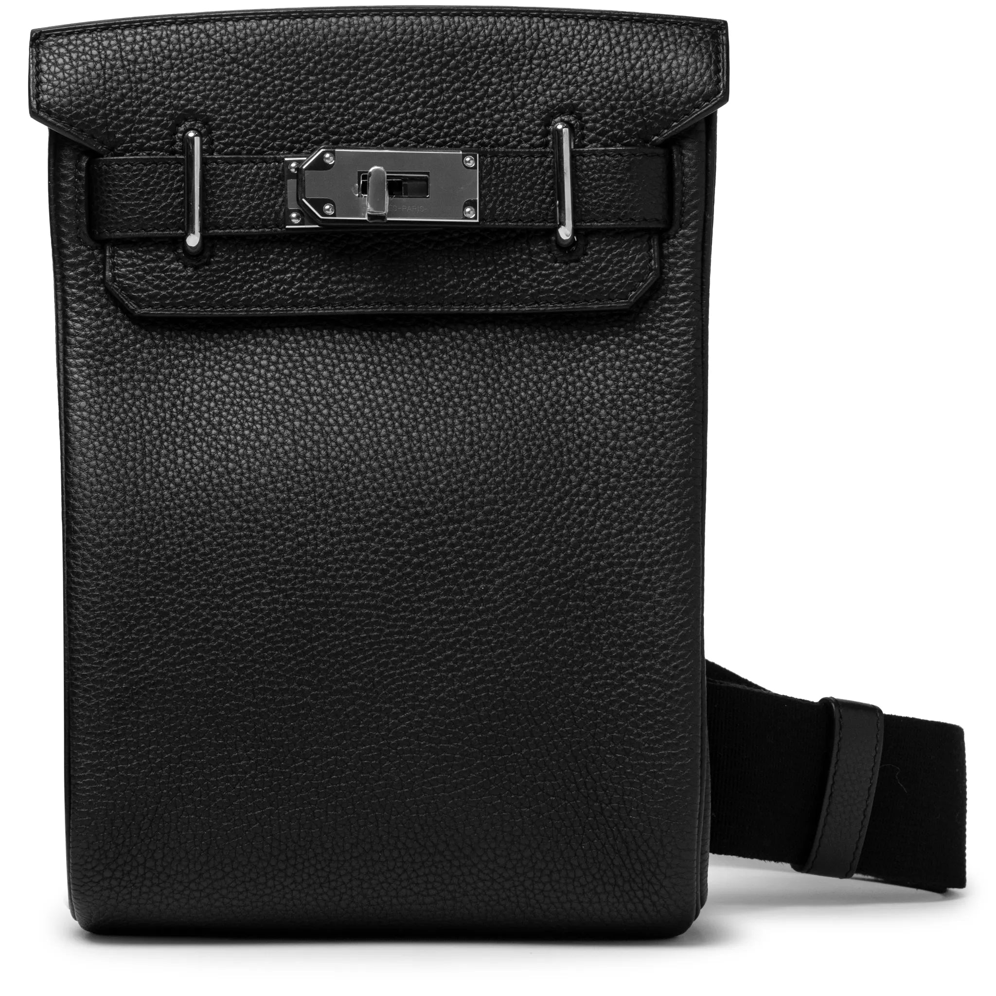 Front View of Hermes Hac a Dos PM Togo Calfskin Black Palladium Hardware Backpack