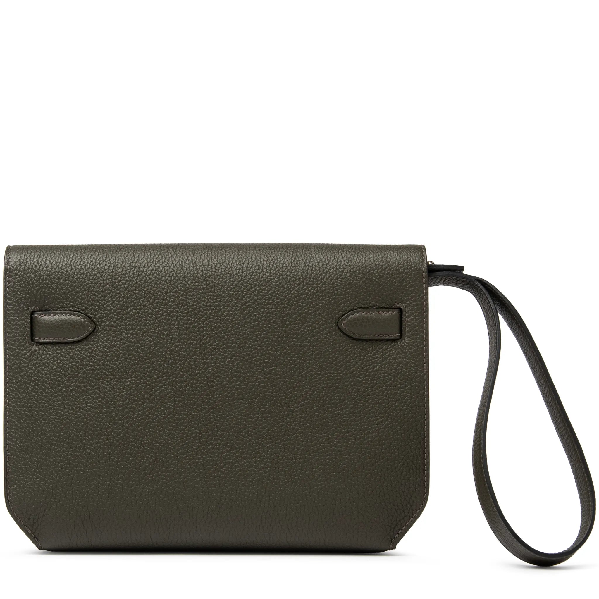 Back View of Hermes Kelly Depeches 25 Togo Calfskin Vert De Gris Palladium Hardware