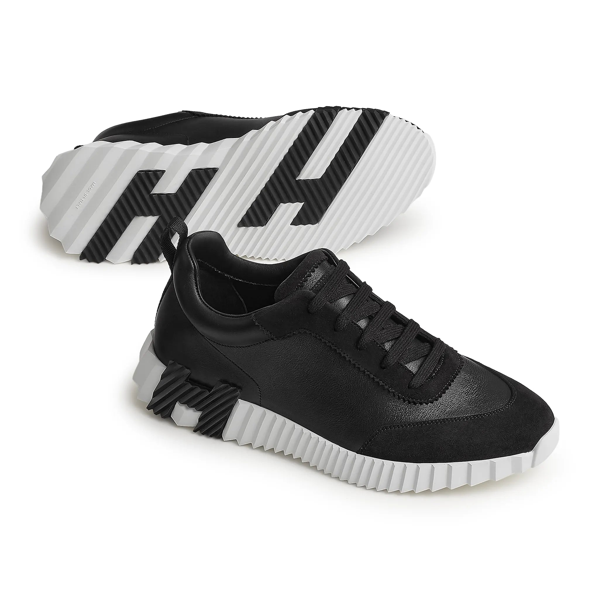 Sole Side View of Hermès Paris Bouncing Calf Sneaker Black H242810ZH02405