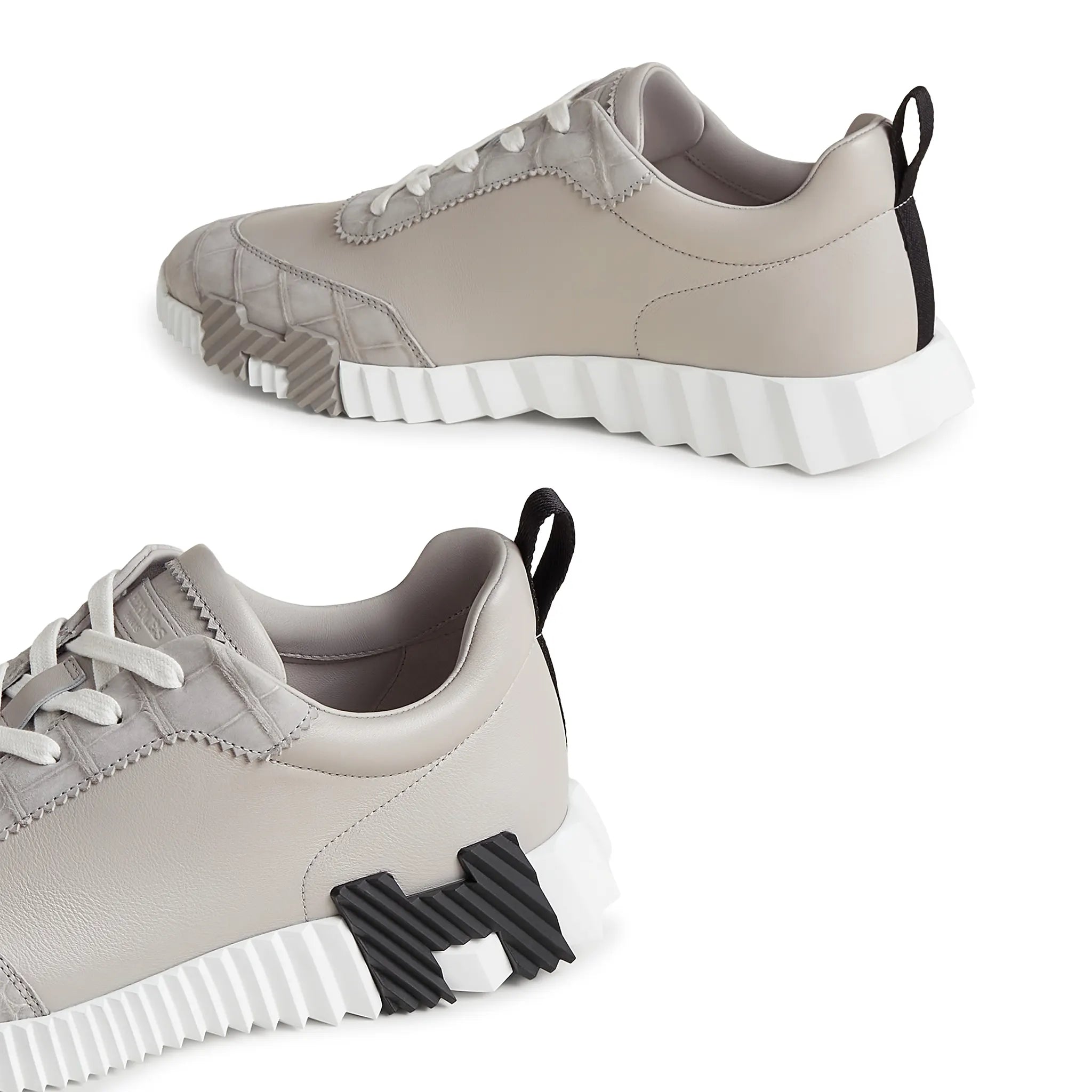 Back Side View of Hermes Paris Bouncing Calf Sneaker Gris Quartz H251809ZHQZ430