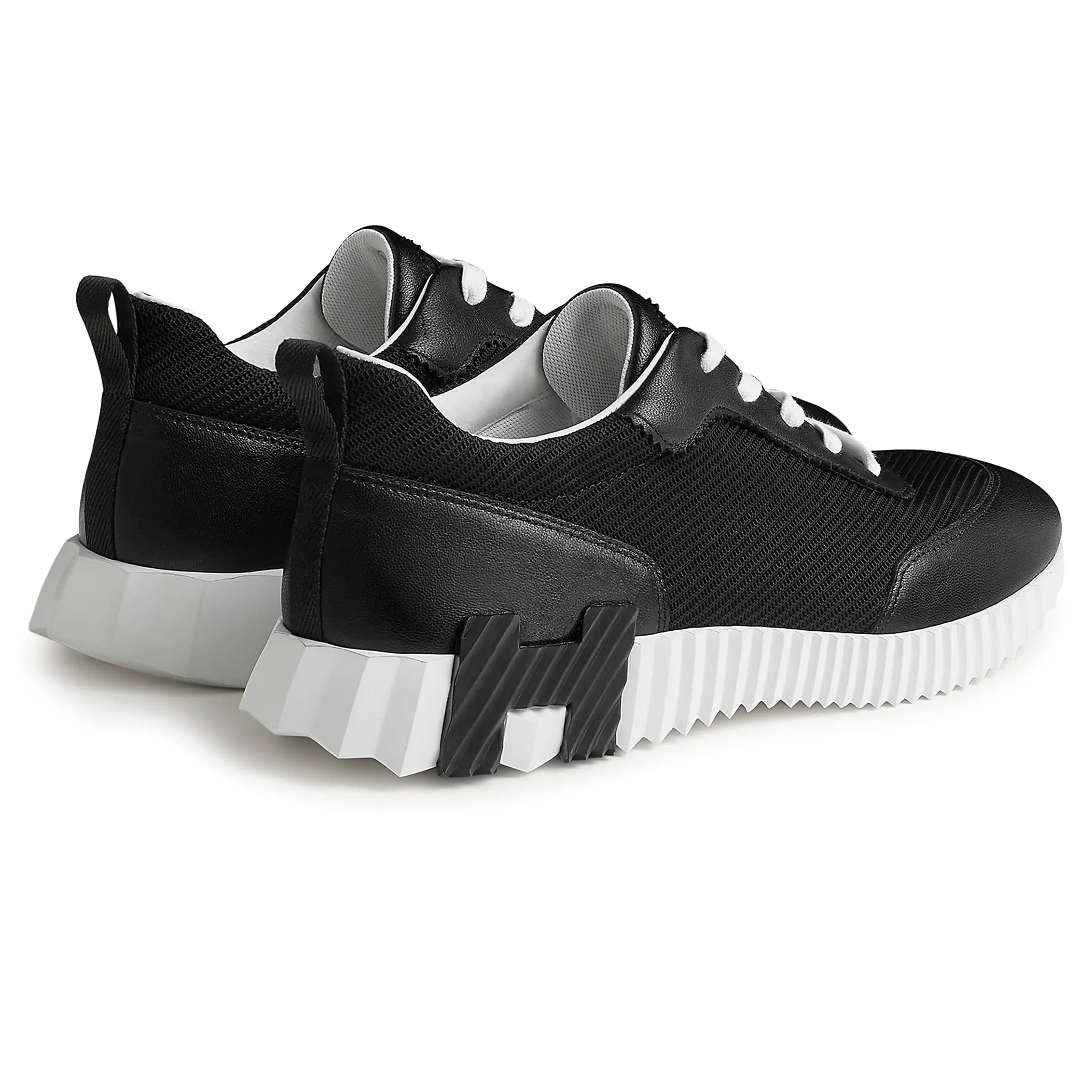 Side Back View of Hermès Paris Bouncing Calf Sneaker Noir H261897ZH01400