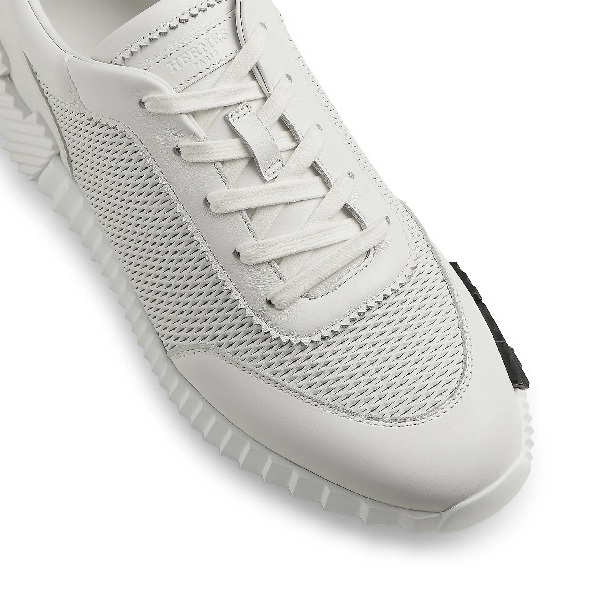 Upper View of Hermes Paris Bouncing Perforated Leather Sneaker Blanc H261895ZH01400