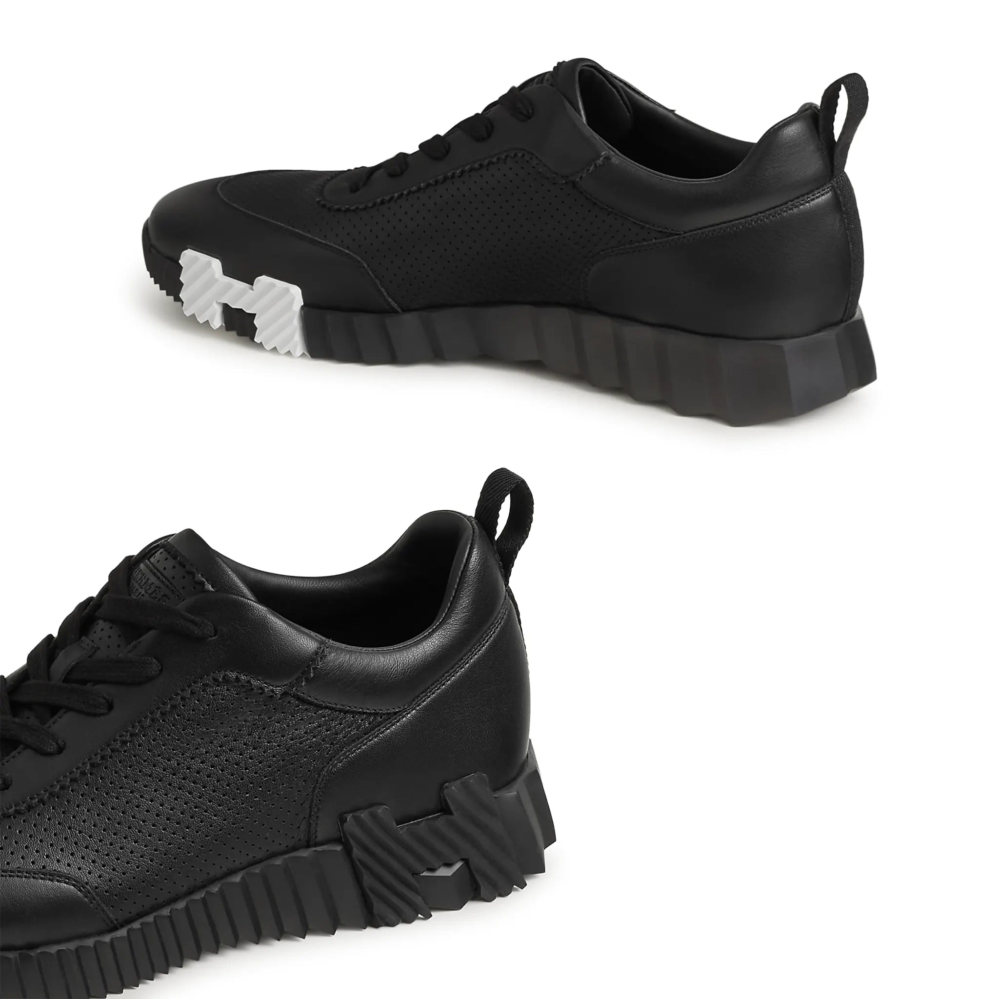 Back Side Hermes Paris Bouncing Perforated Leather Sneaker Noir H261895ZH01400