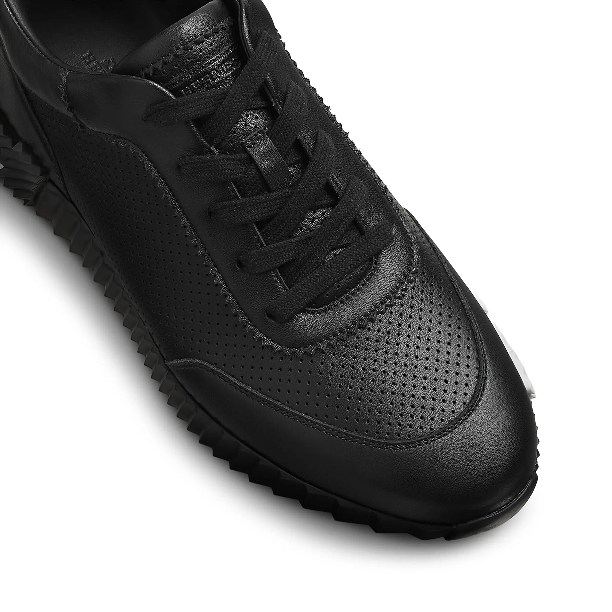 Upper Detailed Hermes Paris Bouncing Perforated Leather Sneaker Noir H261895ZH01400