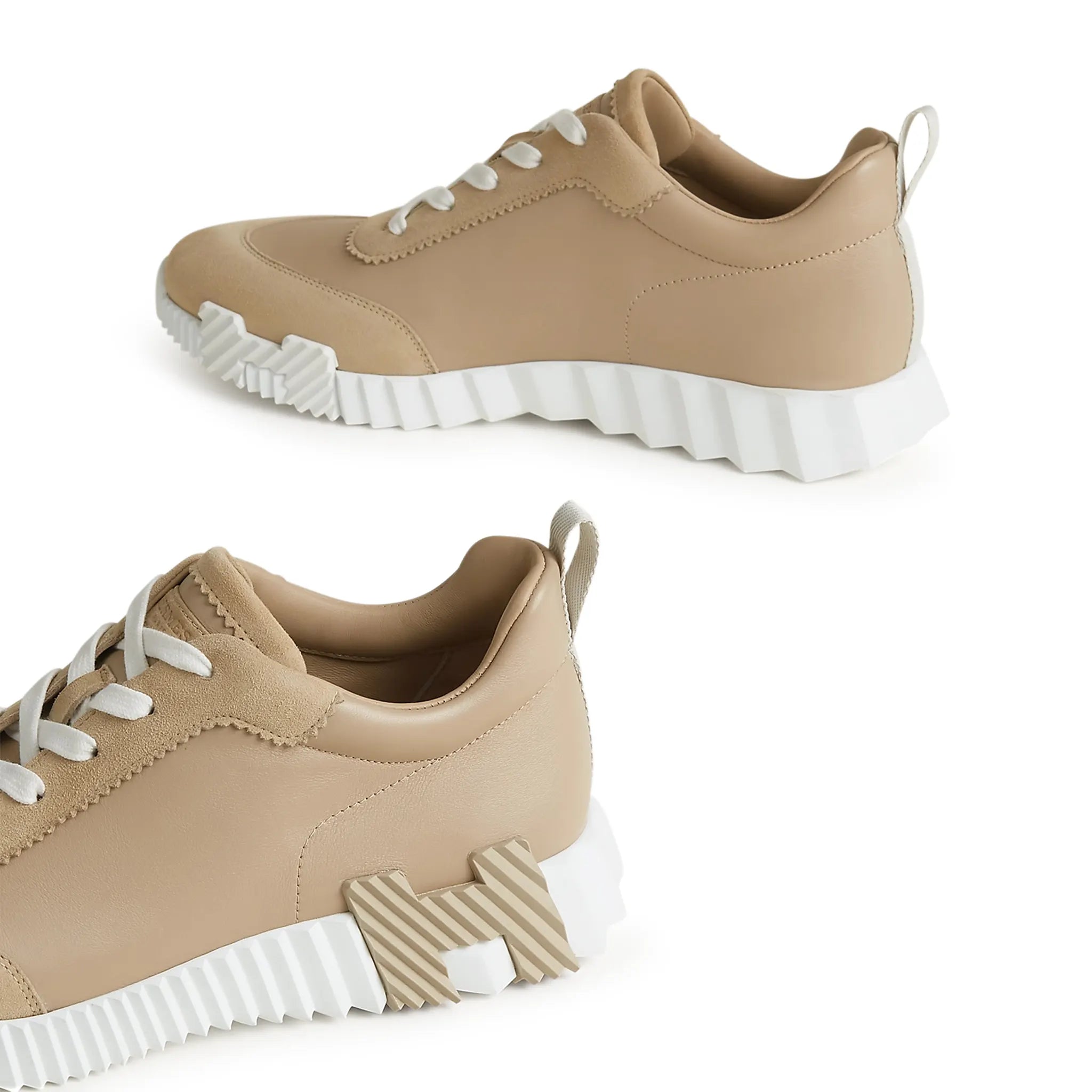 Detail view of Hermes Paris Bouncing Sneaker Beige Lin H221898ZH5K390