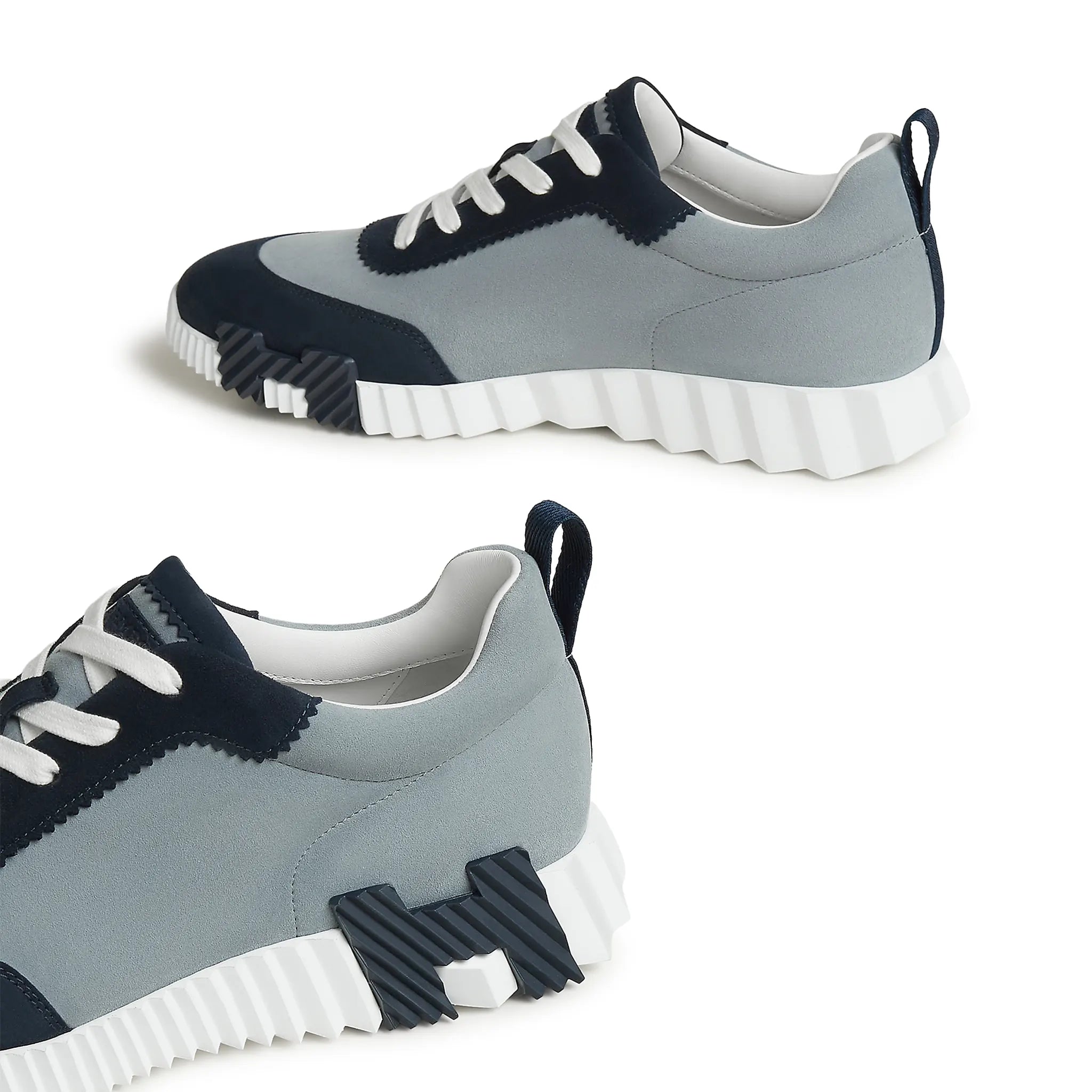 Side View of Hermes Paris Bouncing Sneaker Bleu Galet Marine H262851ZHBL410