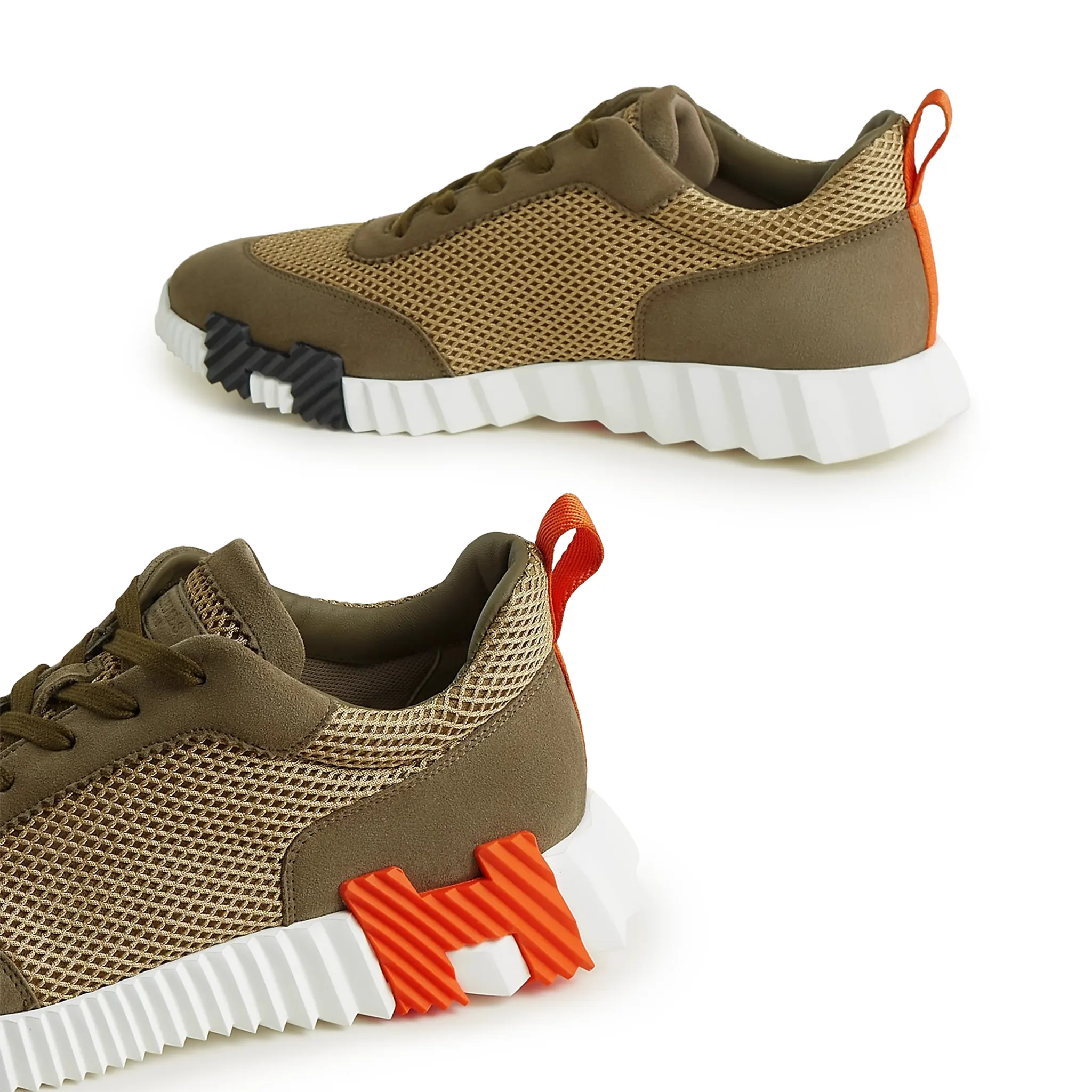Detail view of Hermes Paris Bouncing Sneaker Green H232856ZH1R400
