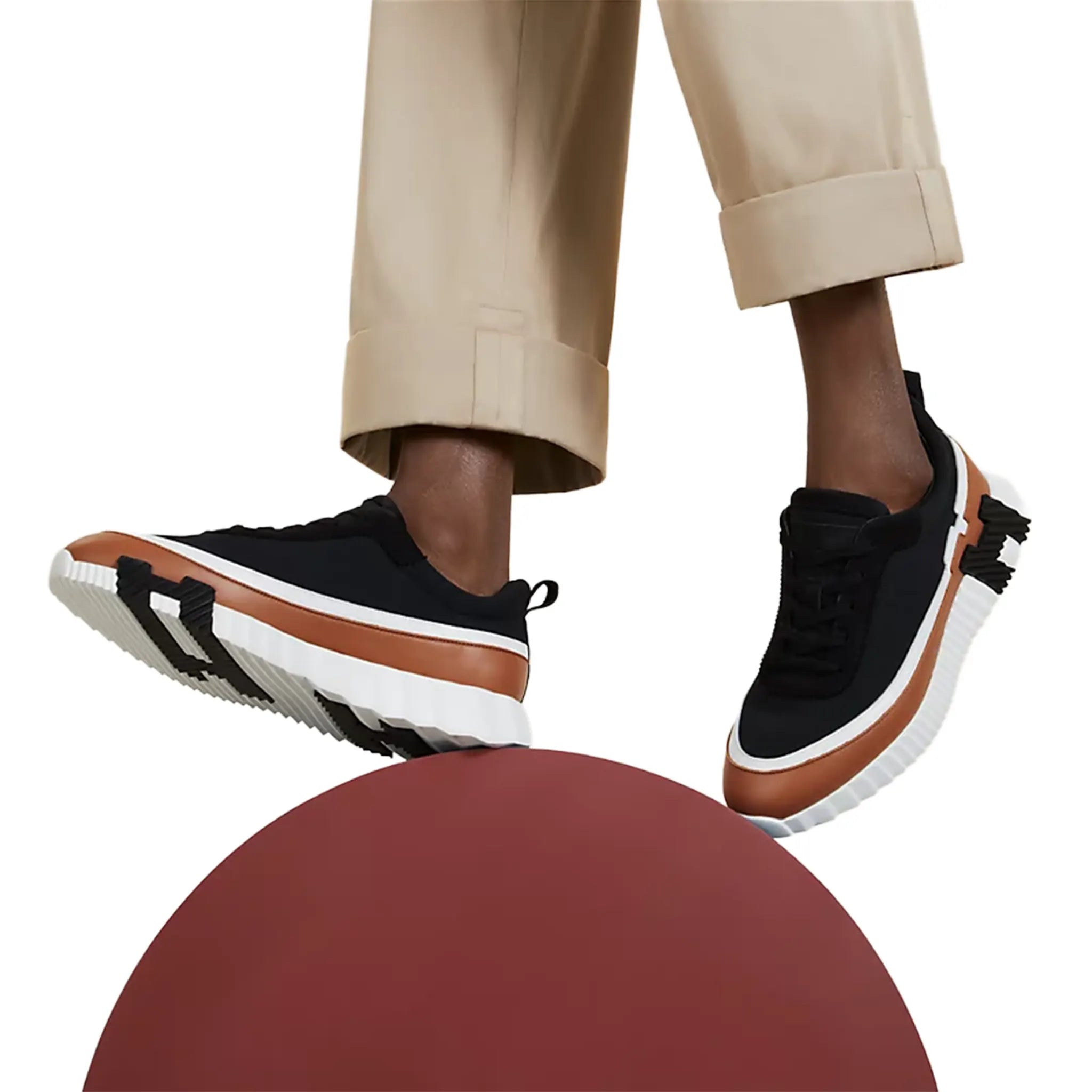 Model Sole View of Hermes Paris Bouncing Sneaker Multicolore Noir H242796ZH02400