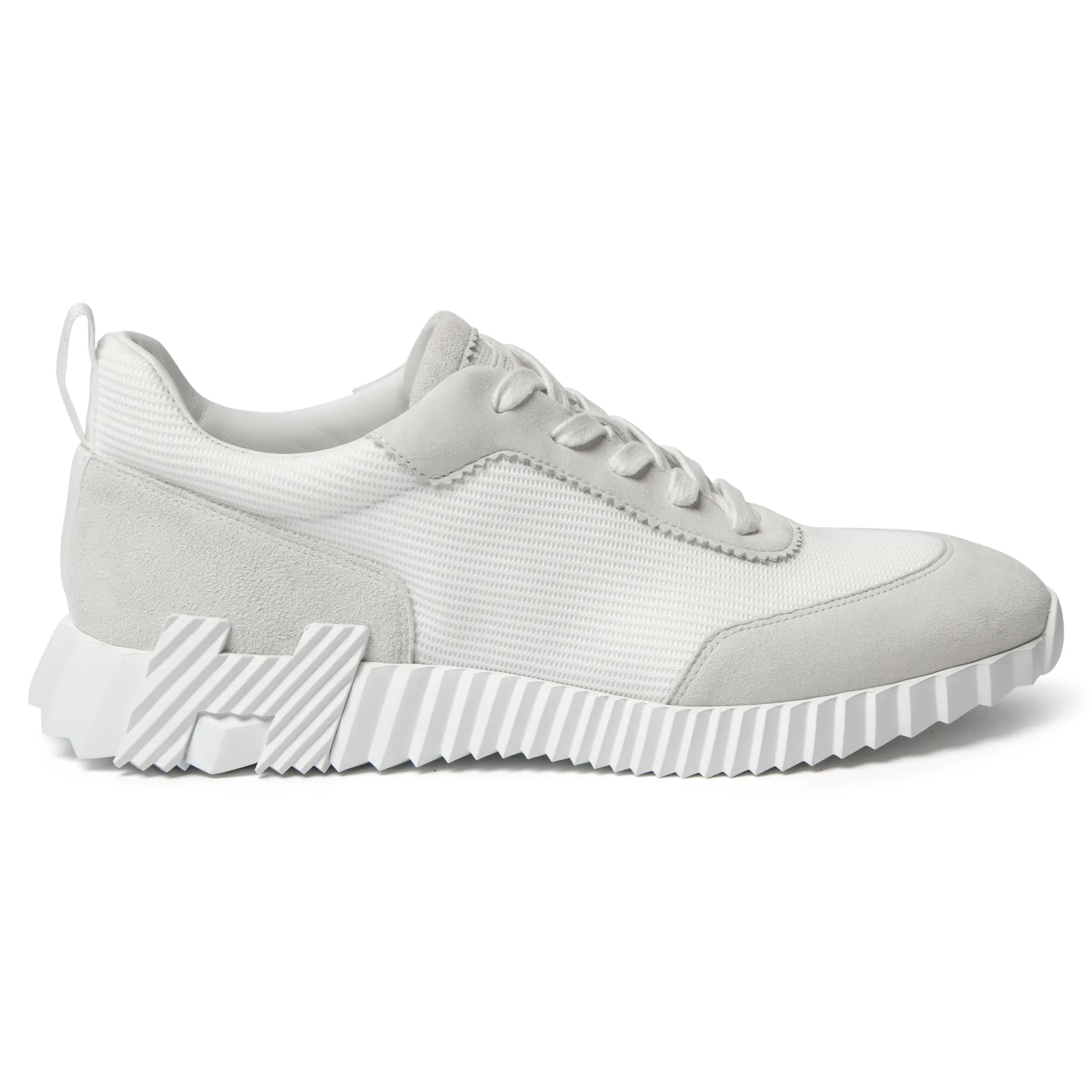 Side view of Hermès Paris Bouncing Sneaker Triple White