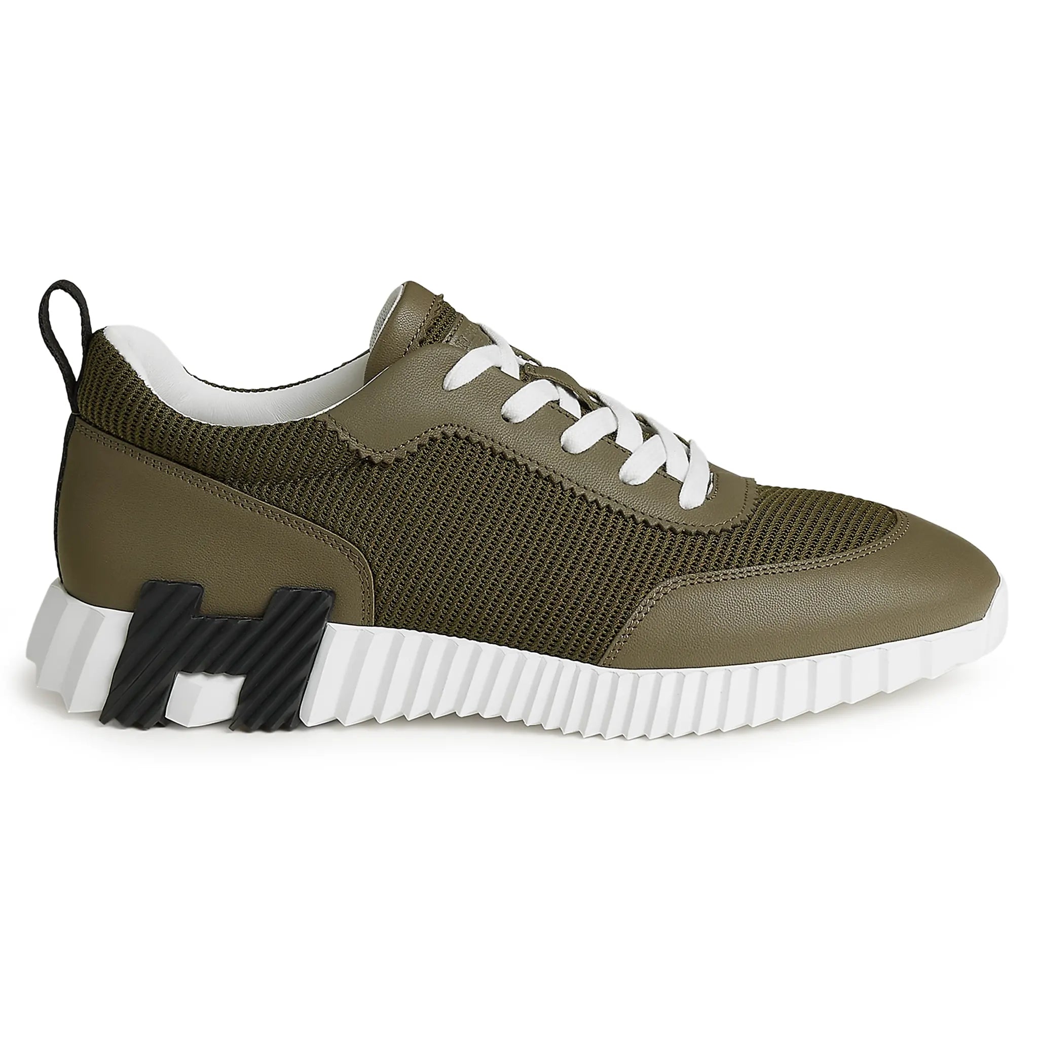 Side View of Hermès Paris Bouncing Sneaker Tundra Green H261897ZH1R400