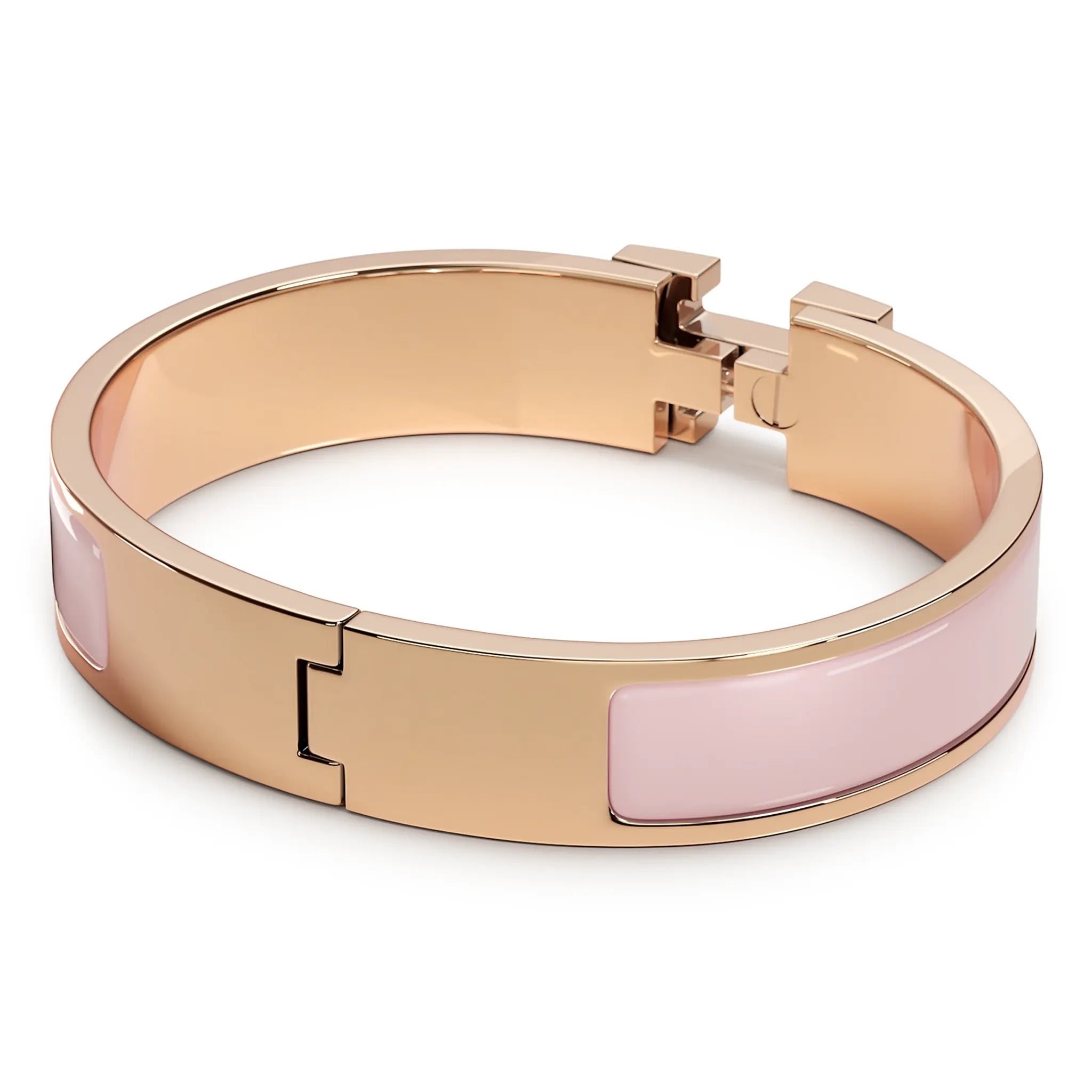 Hermès Paris Clic H Rose Candeur Gold Bracelet