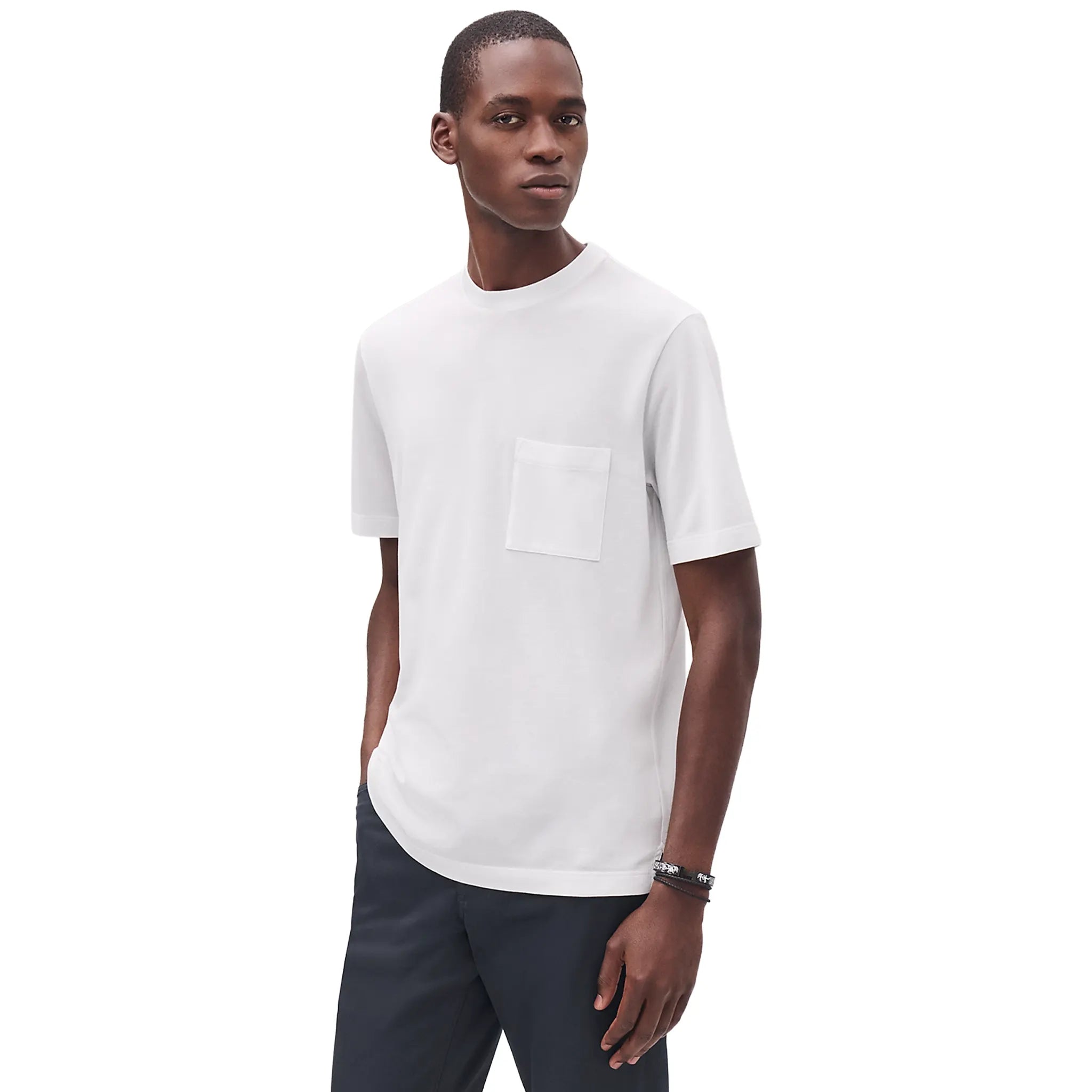 Front View of Hermès Paris Embroidered White T Shirt H072025HA90SM