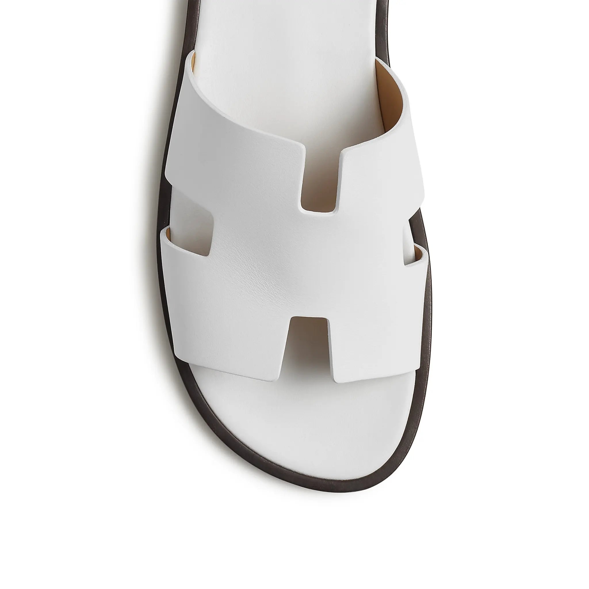 Upper View of Hermès Paris Izmir White Sandal H041141ZH02390