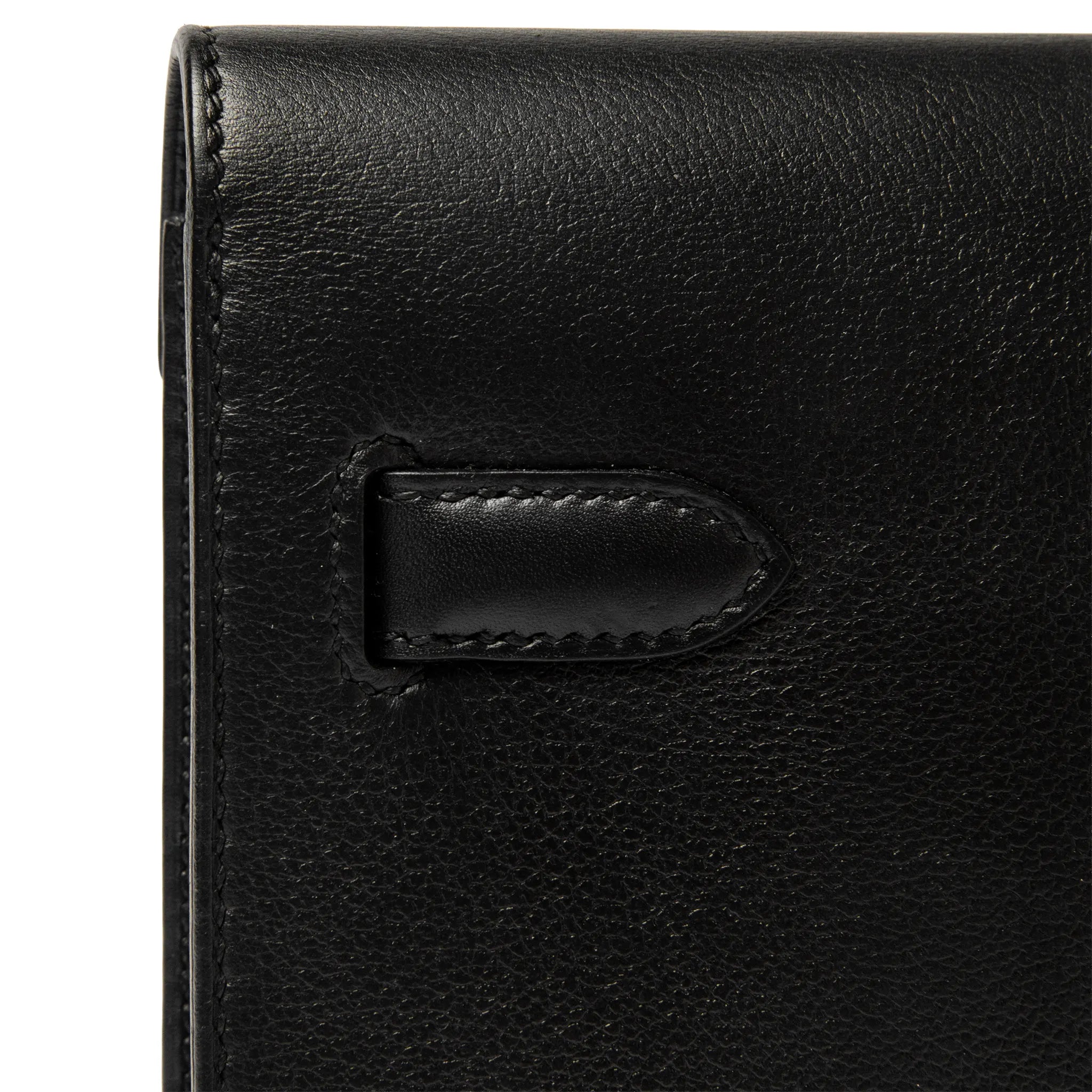 Detailed View of Hermes Kelly Depeches 25 Evercolor Black Gold Hardware H078398CC89