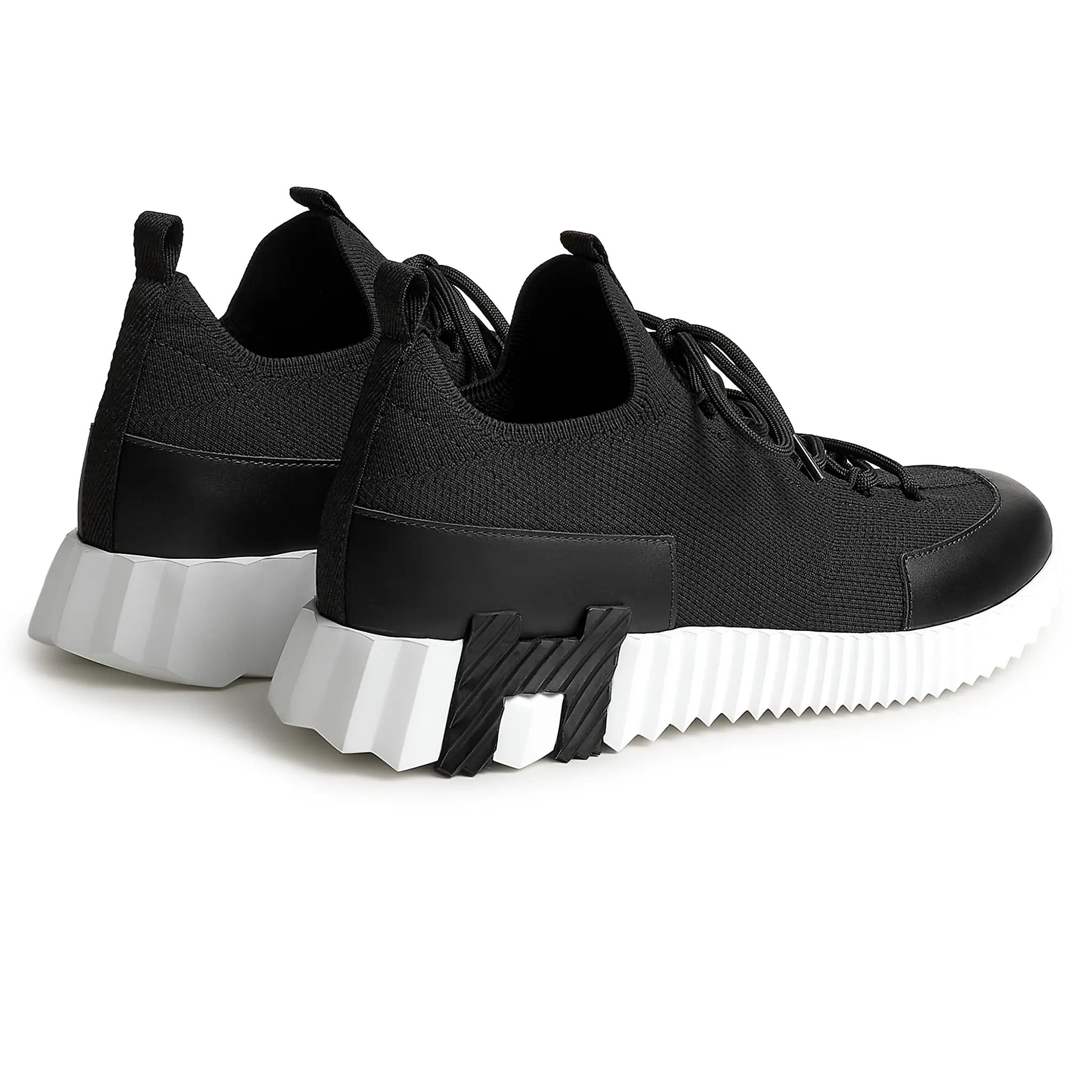 Back Side View of Hermes Paris Lift Slip-On Black White Sneaker H252003Z 03360