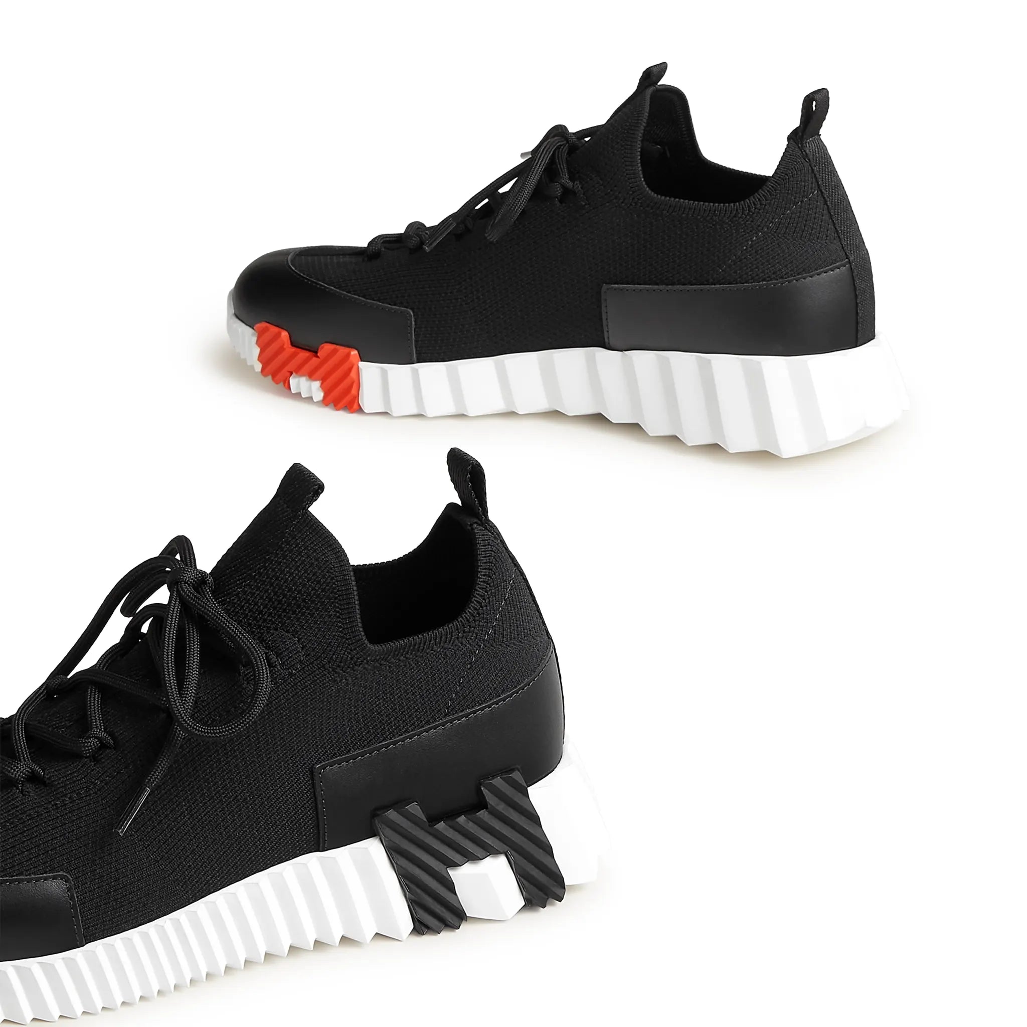 Back Side View of Hermes Paris Lift Slip-On Black White Sneaker H252003Z 03360