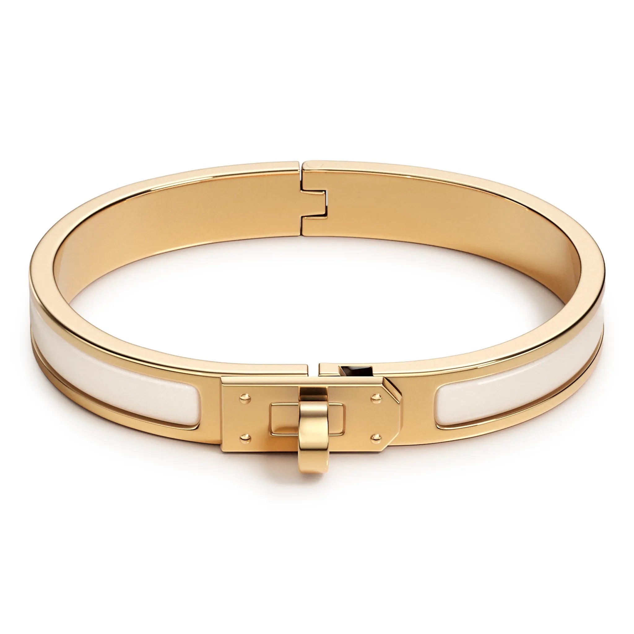 Front View of Hermes Paris Mini Clic Kelly Yellow Gold Bracelet H200004F 85GM