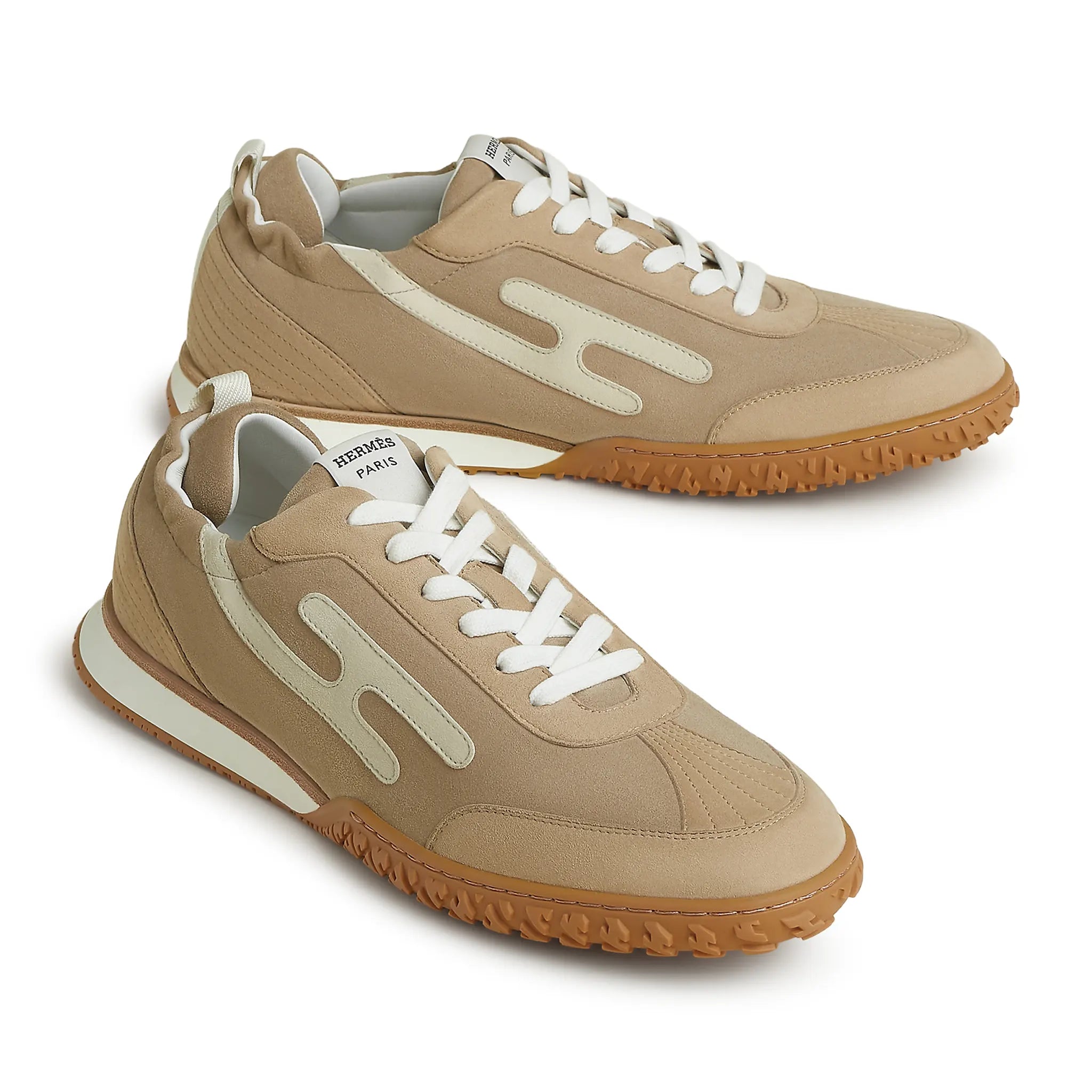 Front Side View of Hermes Paris Multicolore Beige Sable Jet Sneaker H242925ZHD1