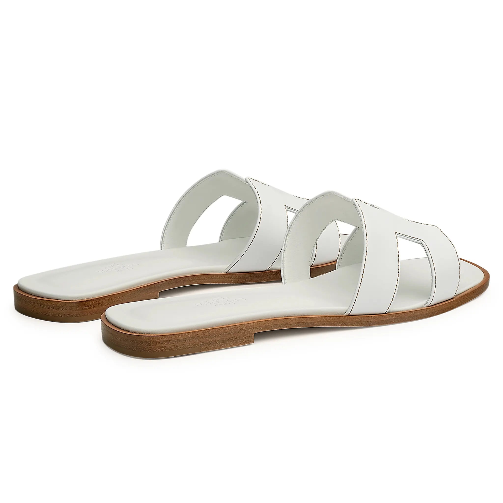 Heel view of Hermès Paris Oran White Sandal