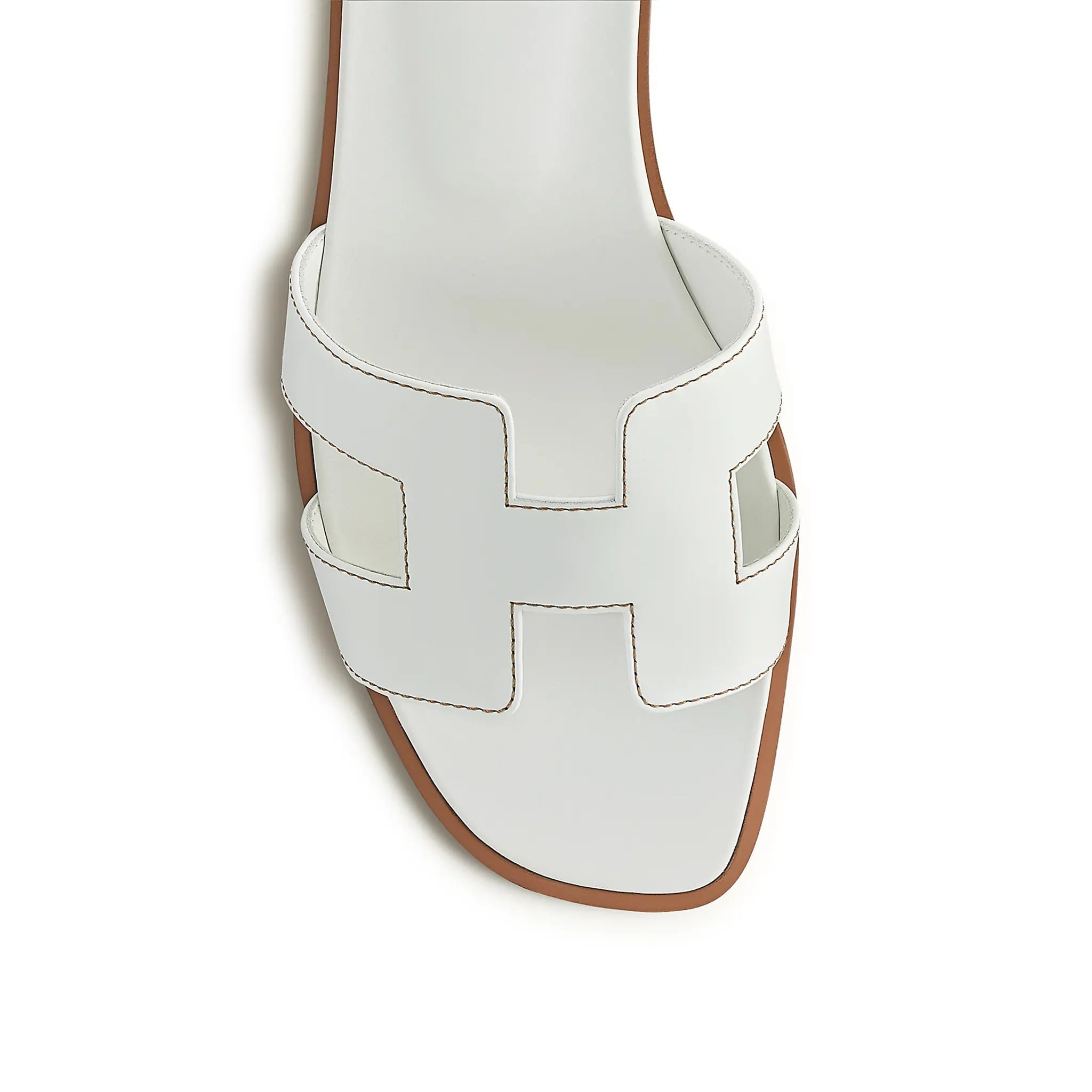 Top view of Hermès Paris Oran White Sandal