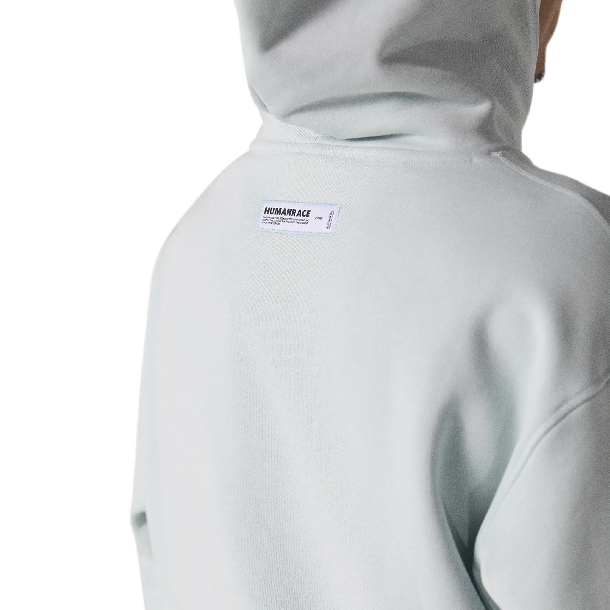 Model detail view of Human Race Erisi Soft Blue Hoodie