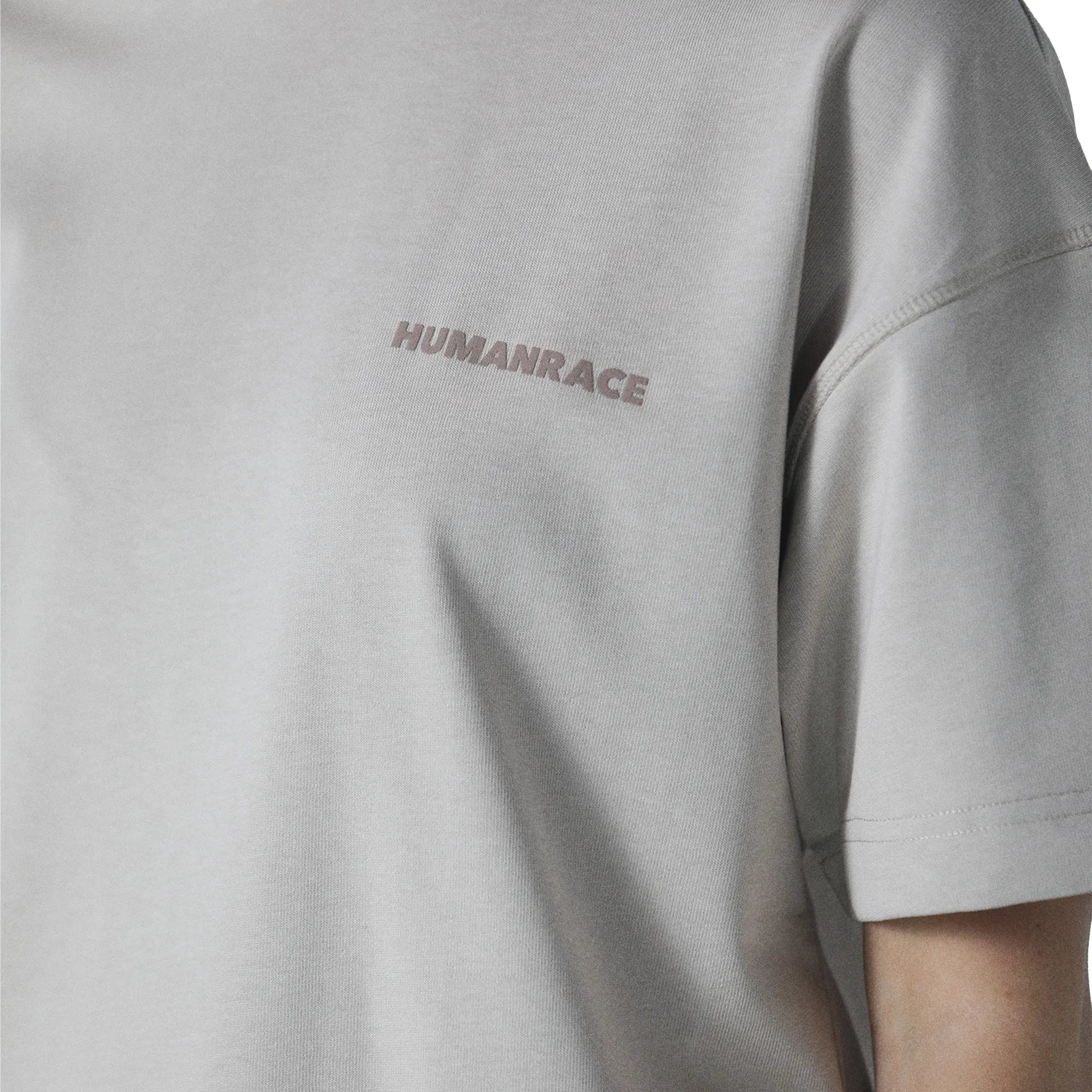 Model detail view of Human Race Space Deep Taupe T Shirt