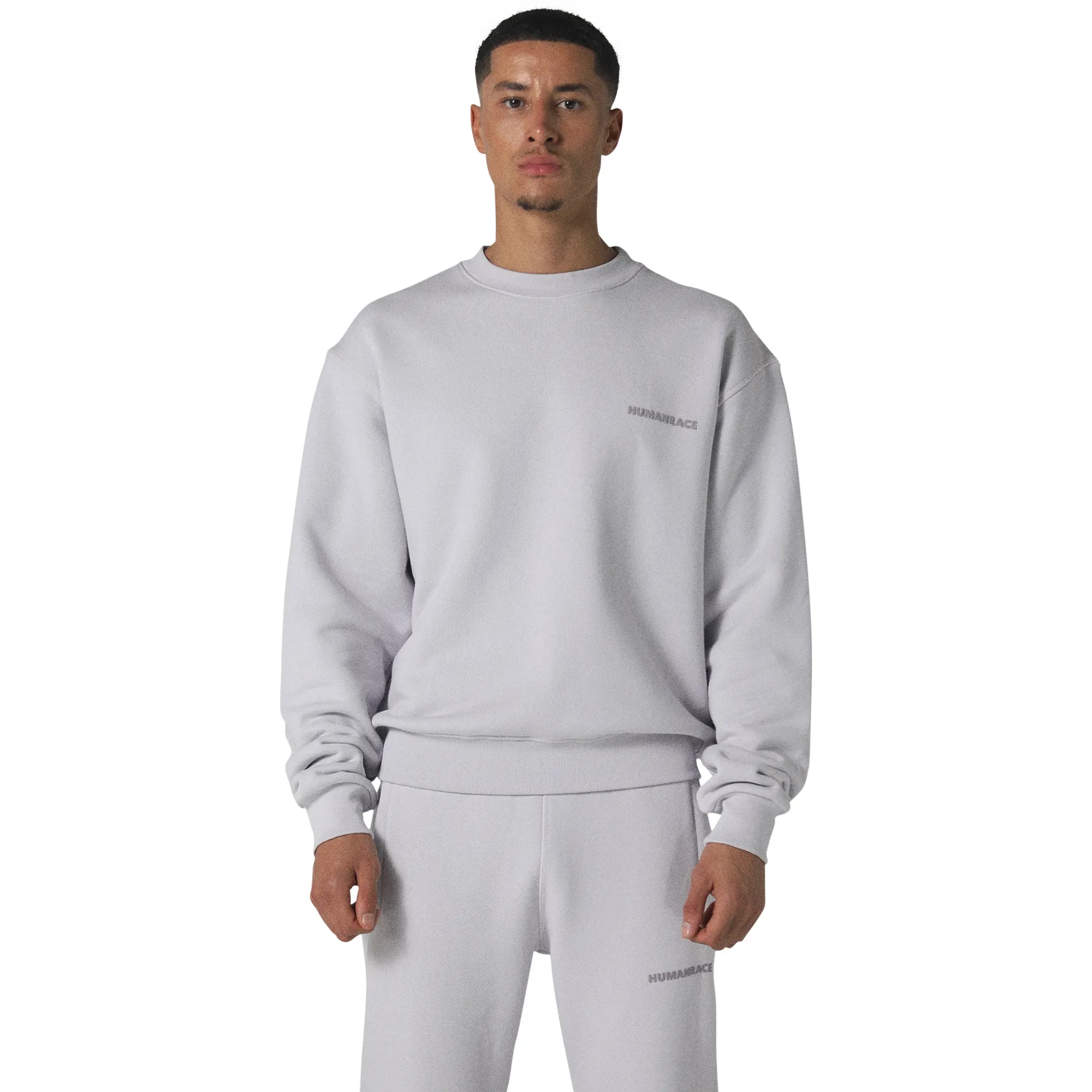 Model front view of Human Race World Orchid Purple Sweatshirt