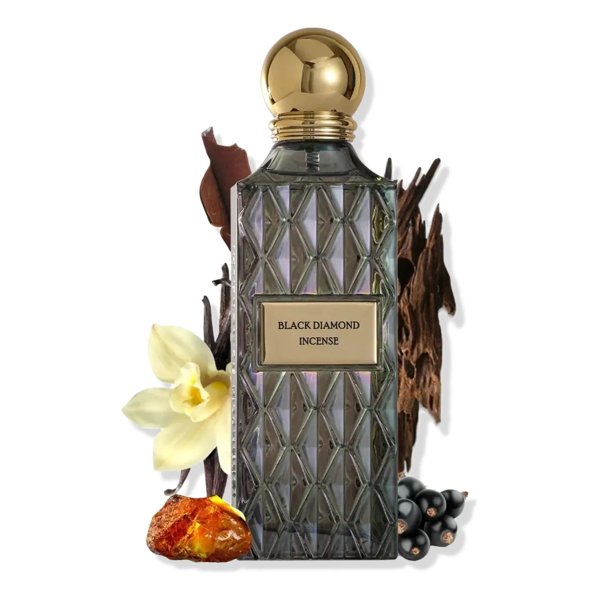 Font View of IBRAQ Black Diamond Incense Extrait De Parfum SAMPLE
