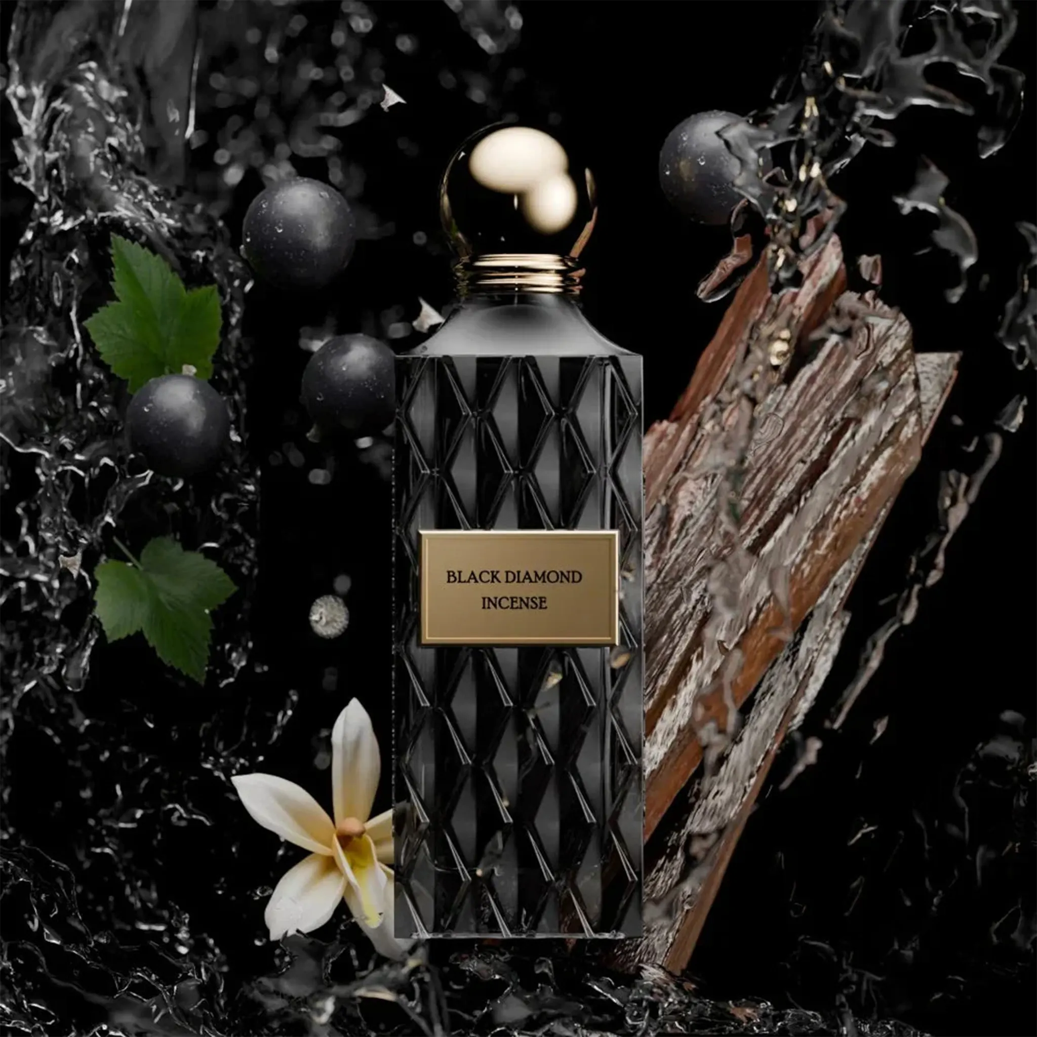 Front View of IBRAQ Black Diamond Incense Eau De Parfum 150ml