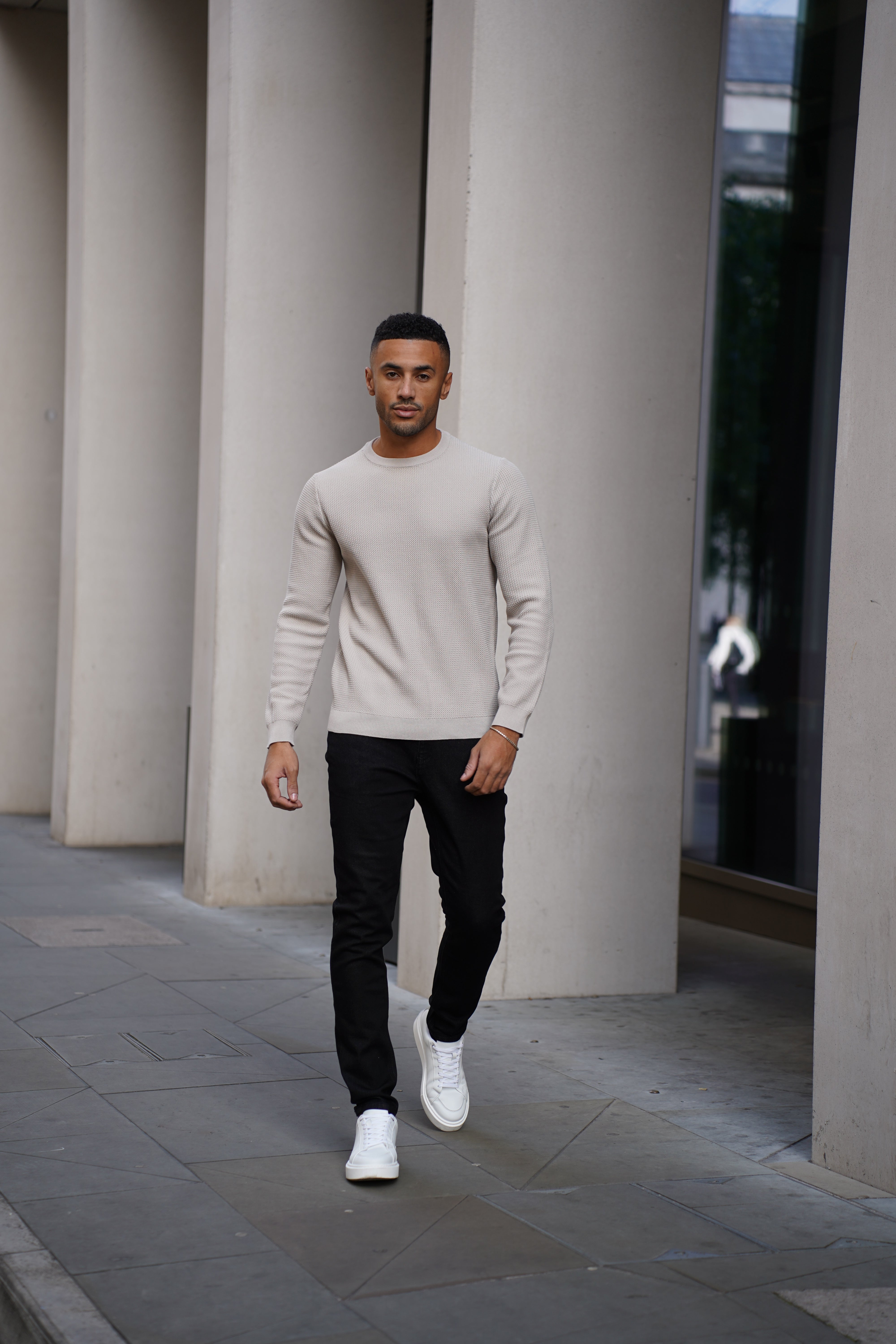 Capo Cable Knit Stone Sweatshirt