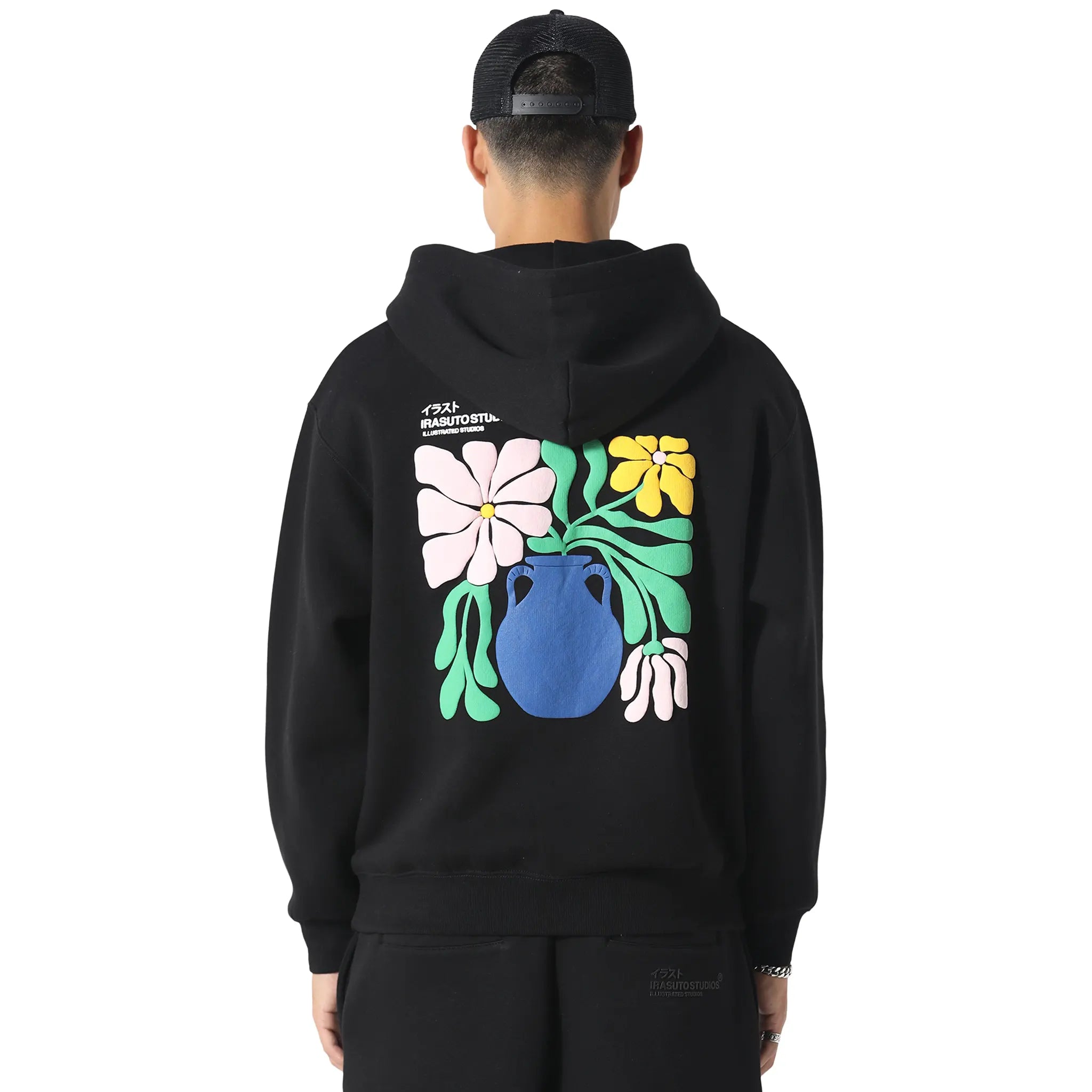 Back View of Irasuto Studios Hikari Bloom Black Hoodie 5060615214273