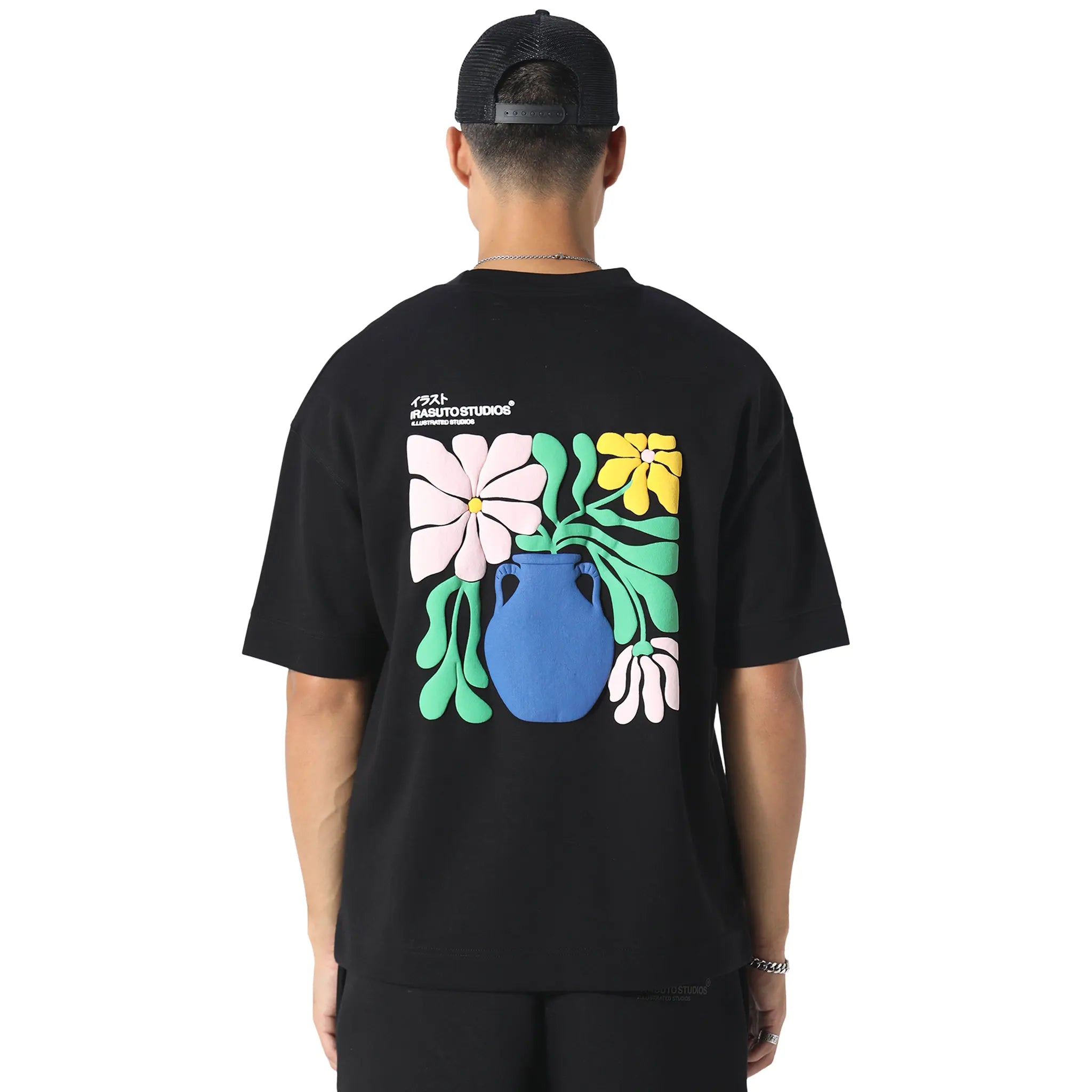 Back View of Irasuto Studios Hikari Bloom Black T Shirt 5060615214907