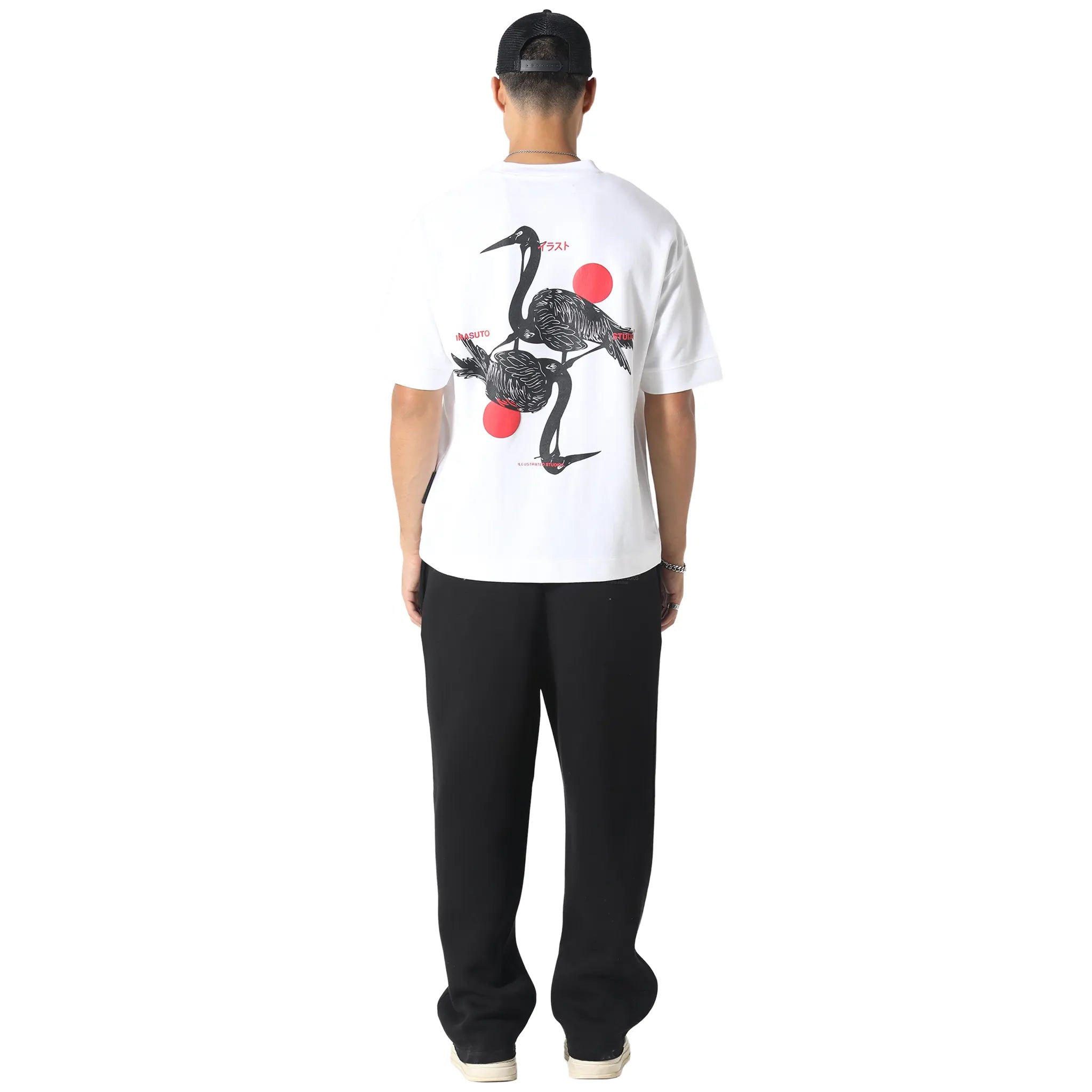 Back View of Irasuto Studios Raw Hem Black Sweatpants 5060615213993