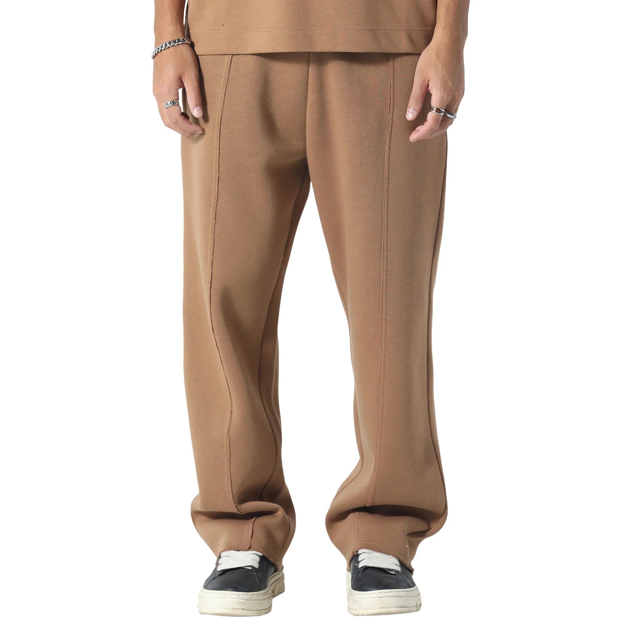 Front View of Irasuto Studios Raw Hem Tobacco Sweatpants 5060615214068
