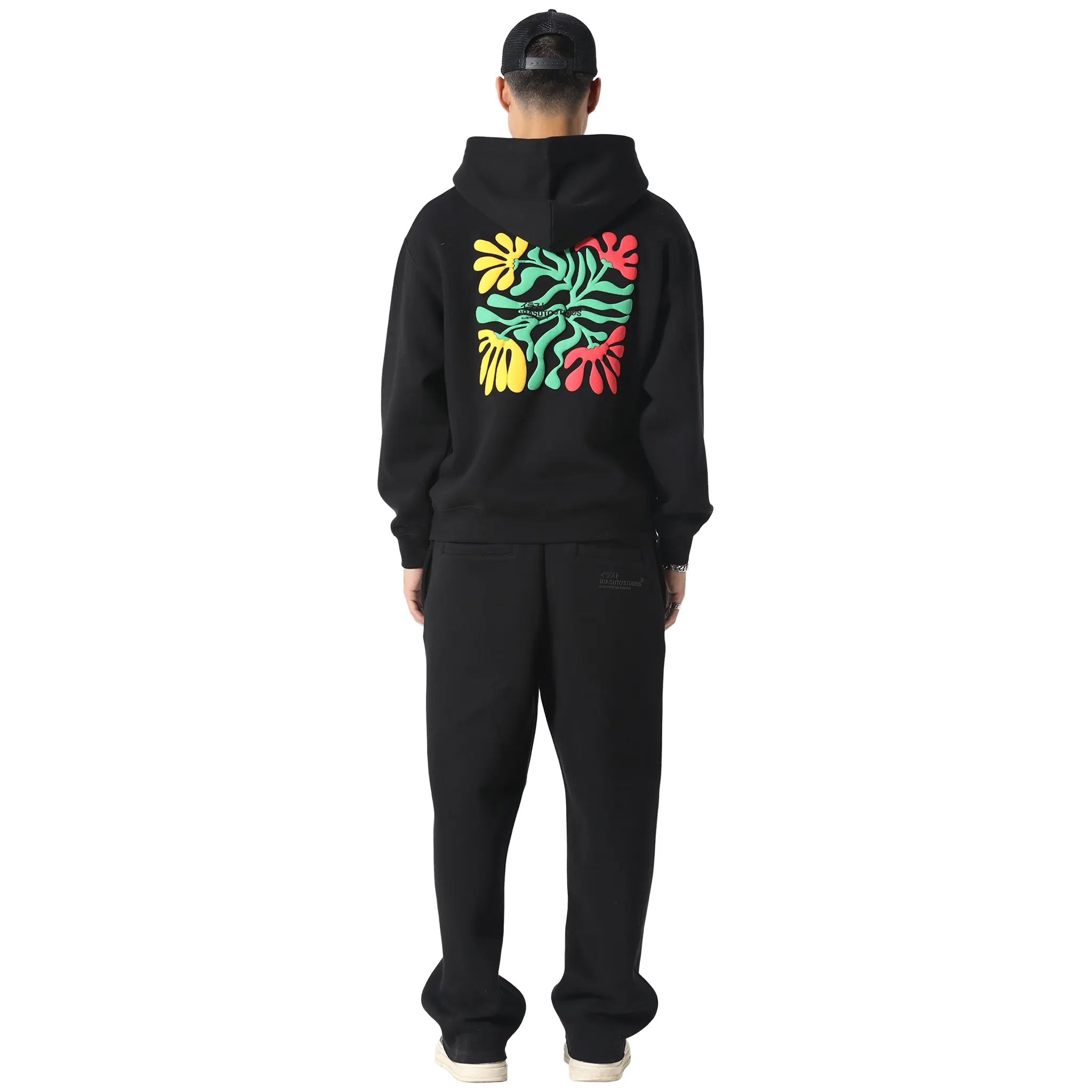 Back View of Irasuto Studios Zen Forest Black Hoodie 5060615214204
